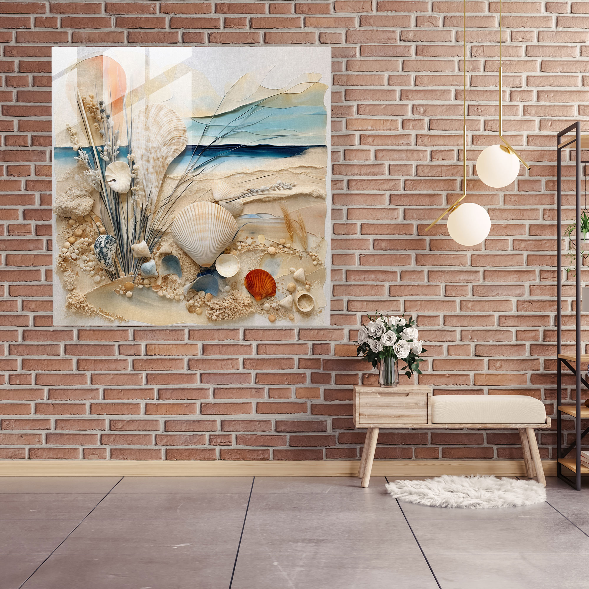 Seascape Glass Print - Coastal Fusion - Seascape, Modern Art, Coastal Fusion, Contemporary Mixed Media