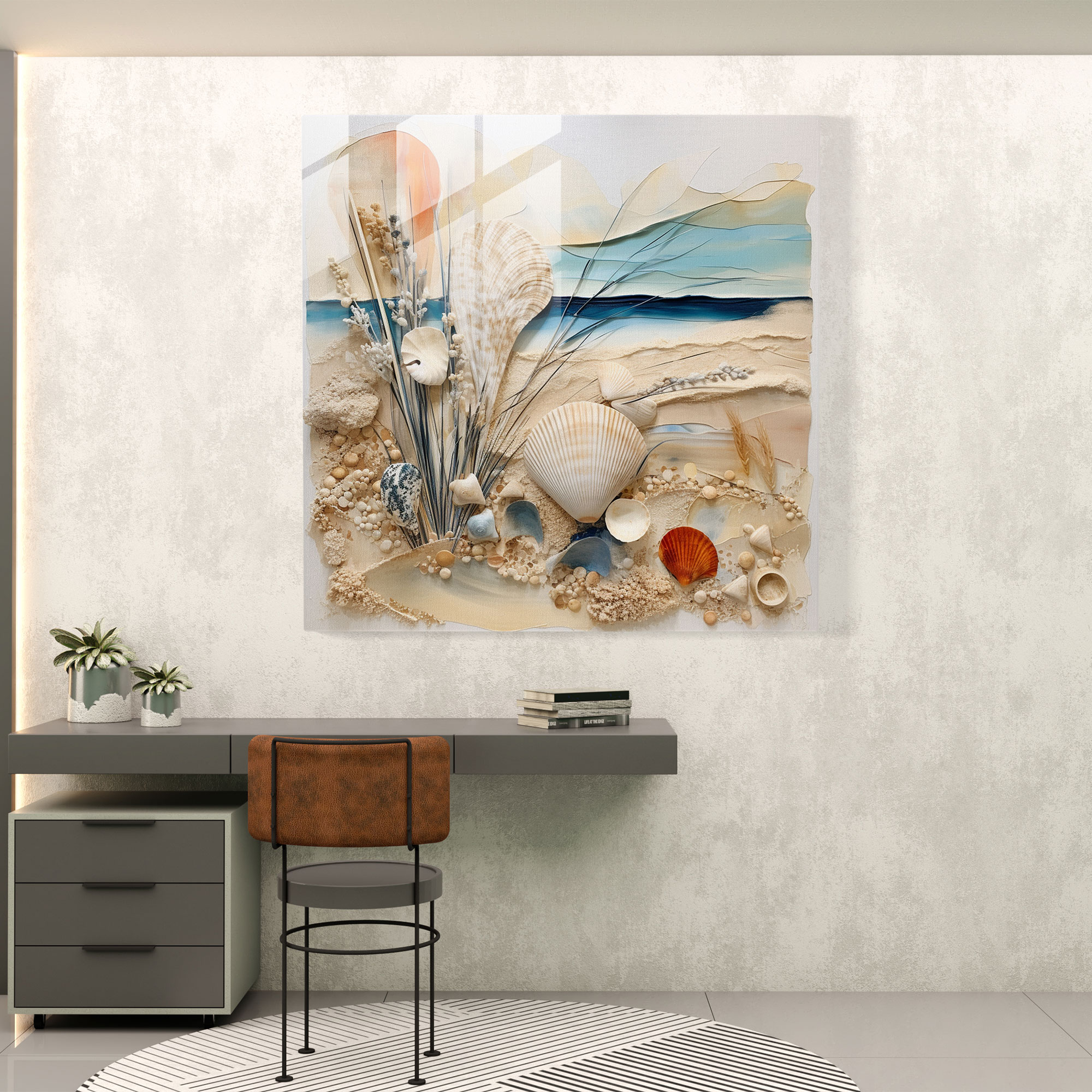 Seascape Glass Print - Coastal Fusion - Seascape, Modern Art, Coastal Fusion, Contemporary Mixed Media