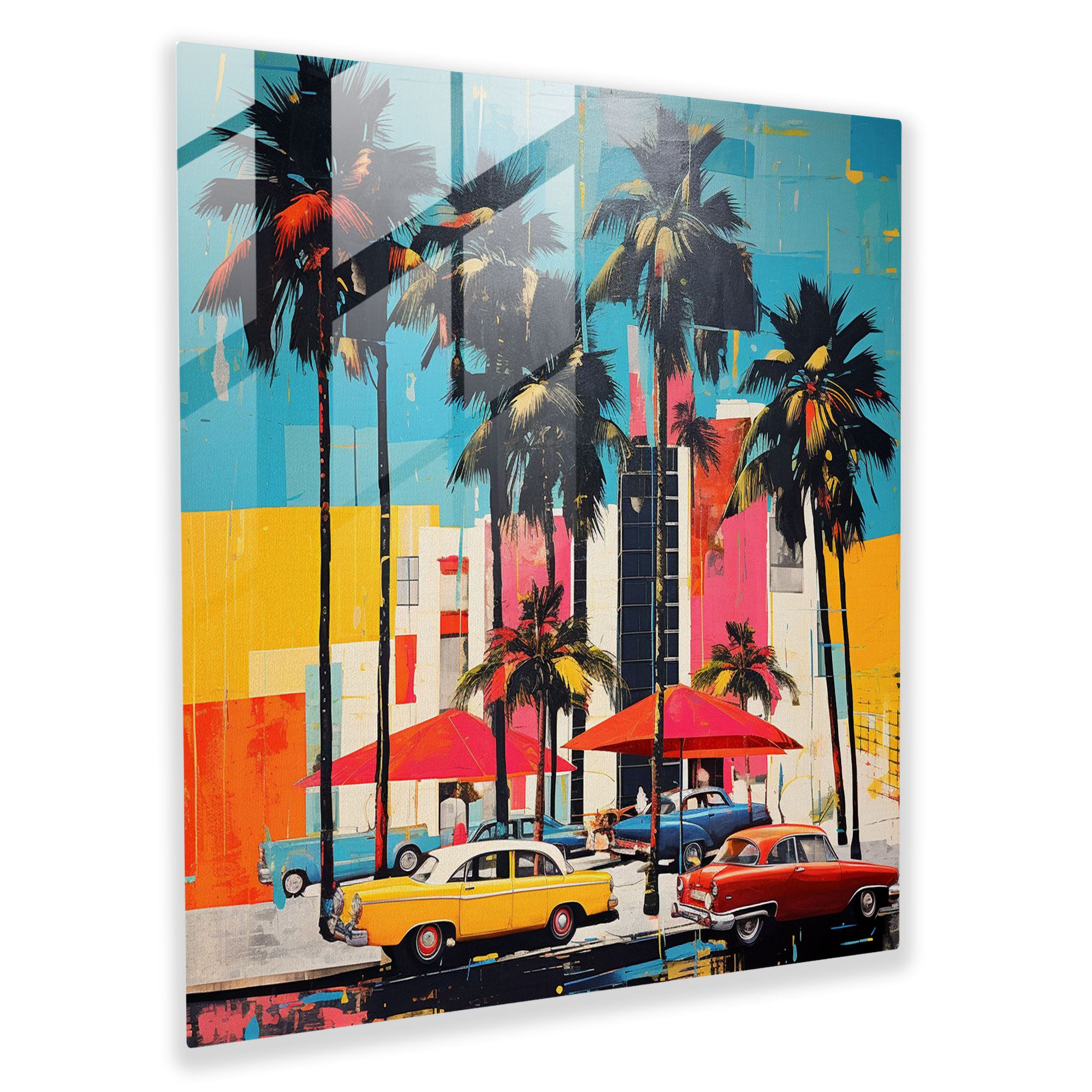 Seascape Glass Print - Retro Paradise - Seascape, Retro Paradise, Modern Art, Glass Art