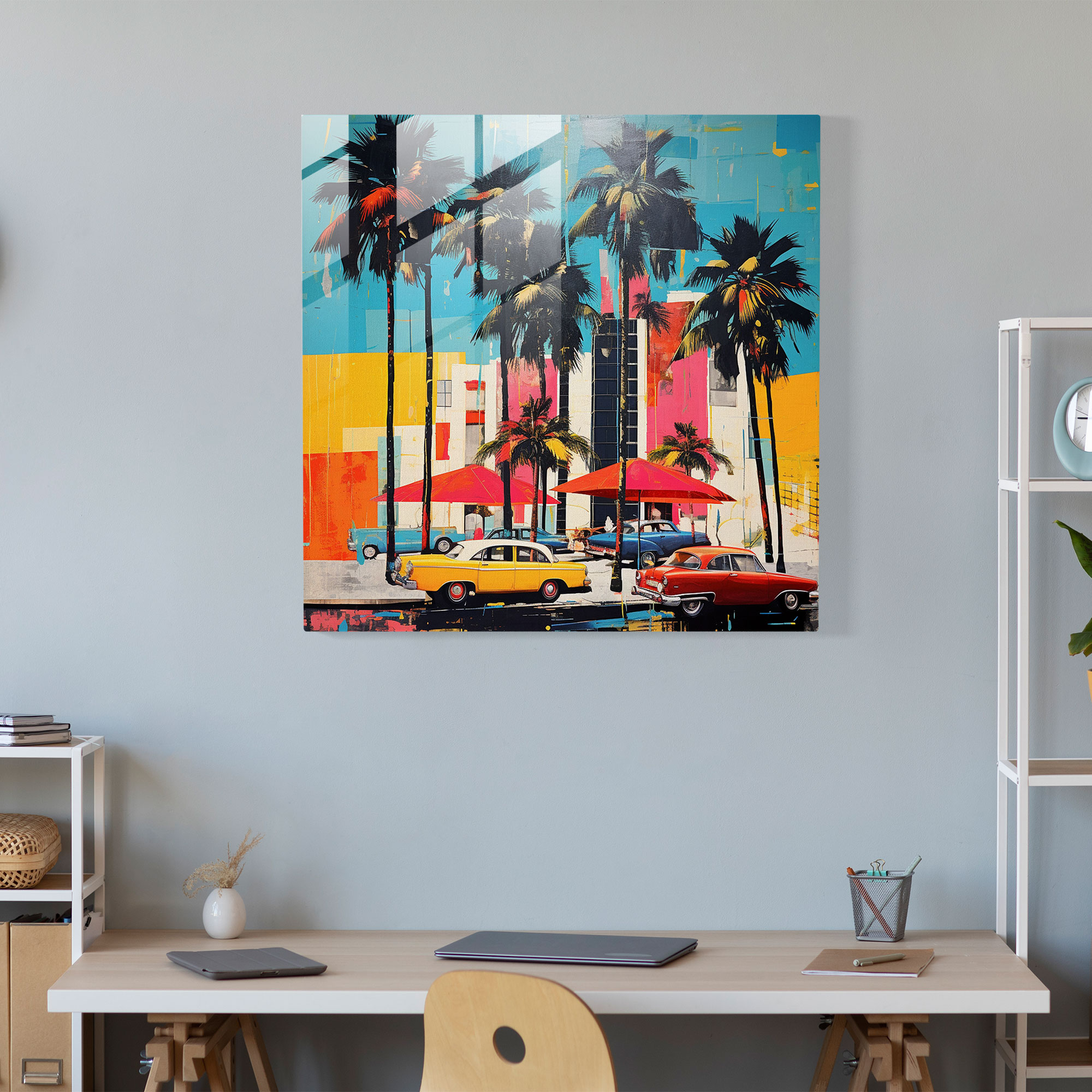 Seascape Glass Print - Retro Paradise - Seascape, Retro Paradise, Modern Art, Glass Art