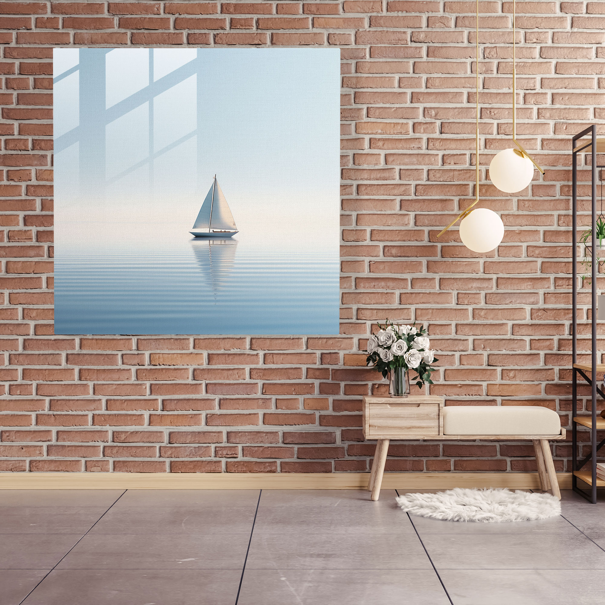 Deniz Manzaralı Minimalist Cam Tablo - Modern Sanat
