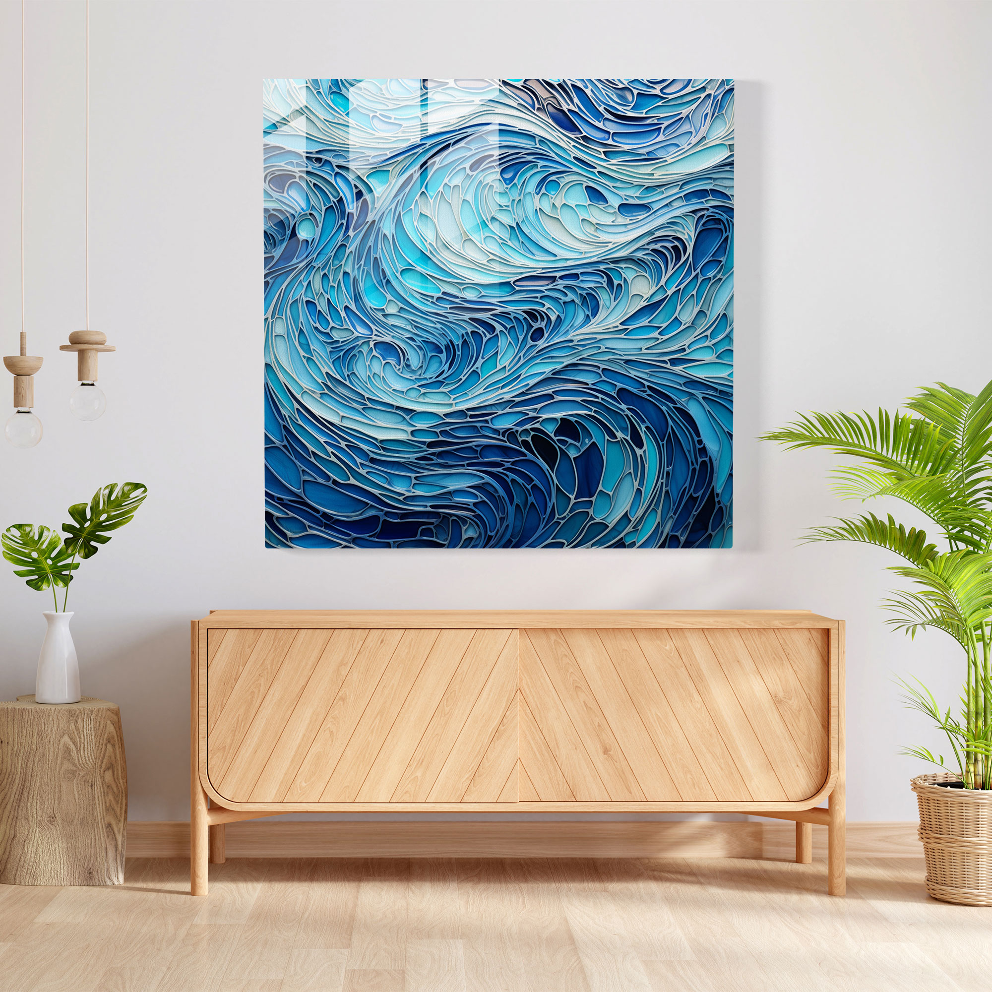 Seascape Glass Print - Abstract Ocean Waves Glass Art - Seascape, Glass Print, Glass Wall Art, Seascape