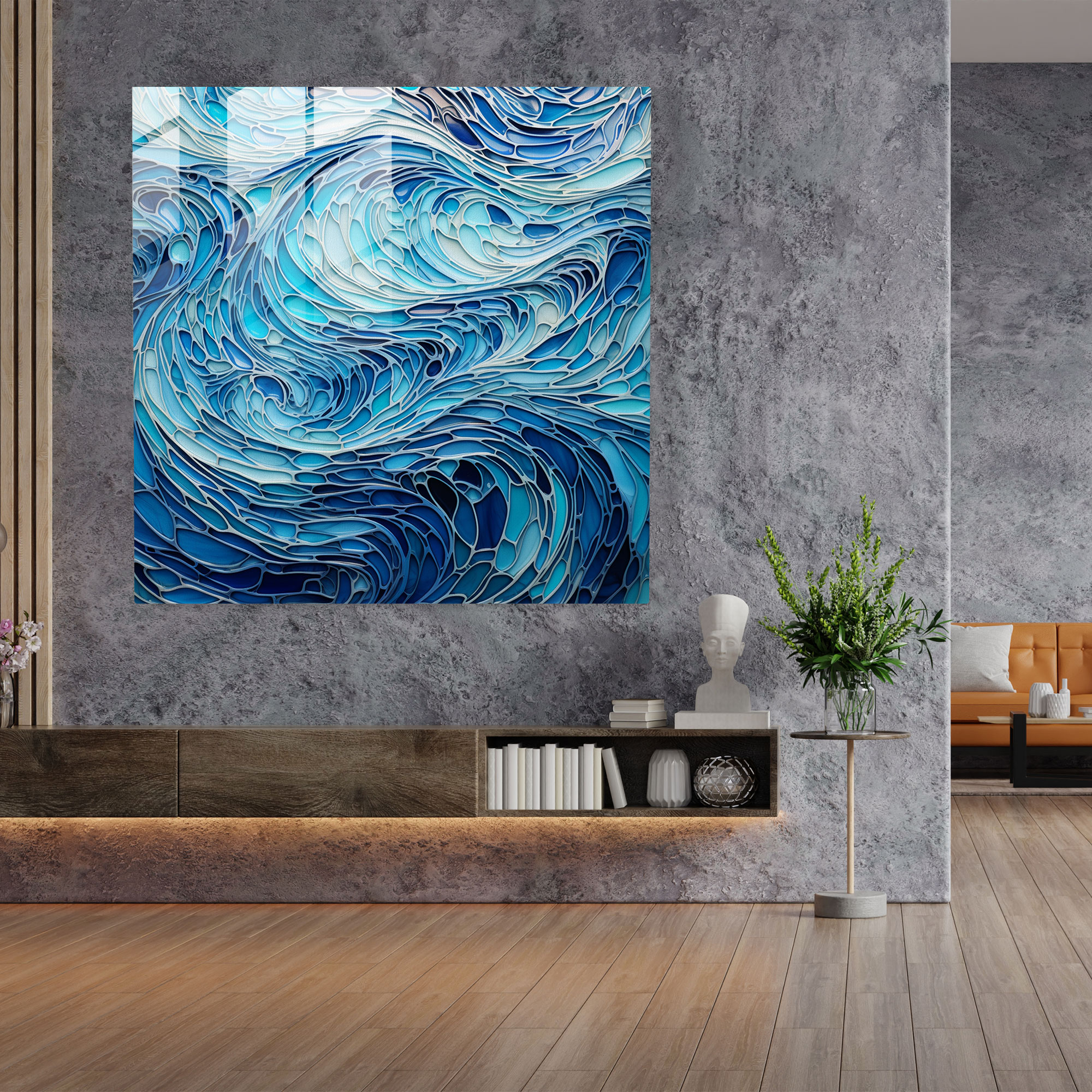 Seascape Glass Print - Abstract Ocean Waves Glass Art - Seascape, Glass Print, Glass Wall Art, Seascape