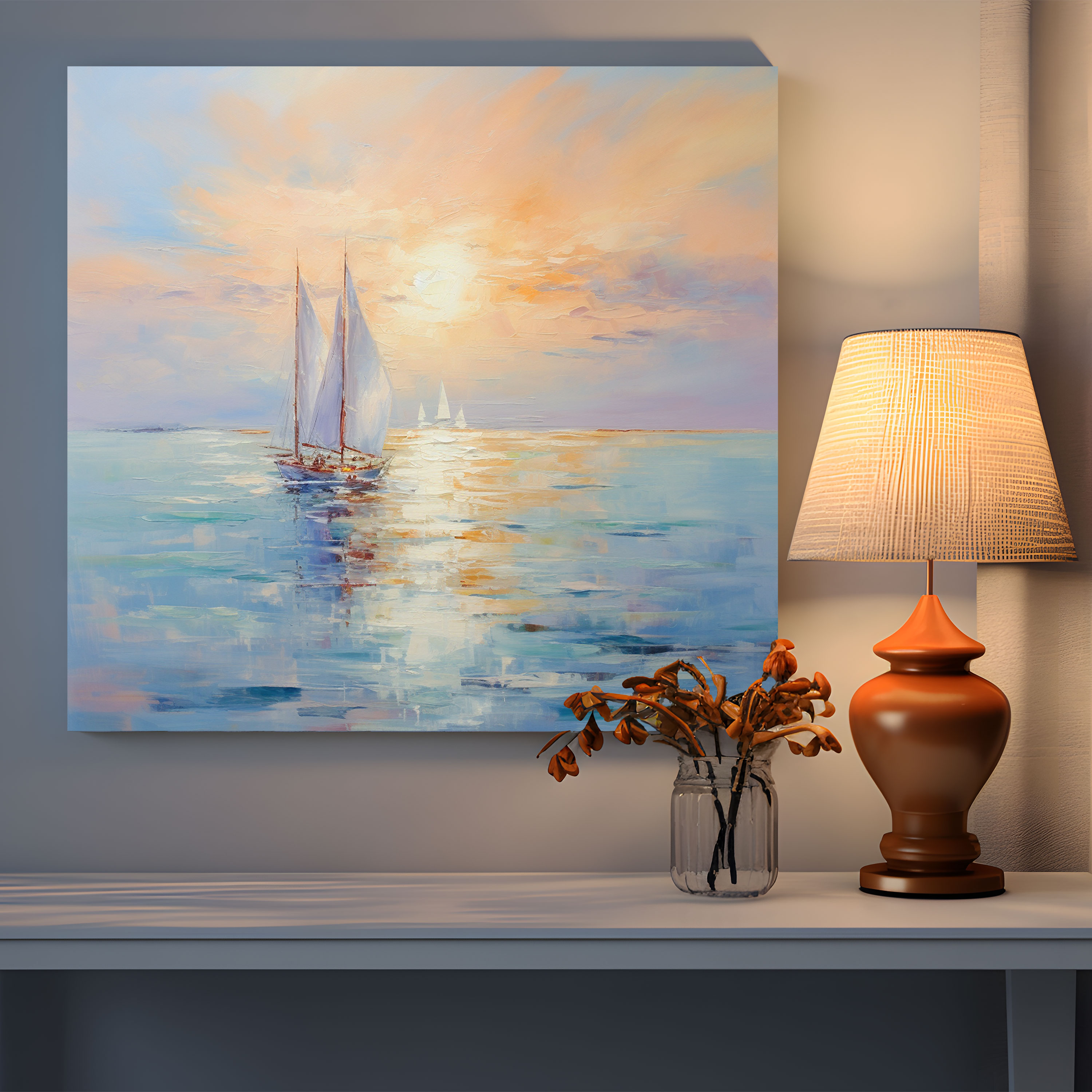 Impressionistic Seascape Canvas Print - Seascape, Sailing Boats, Canvas, Seascape
