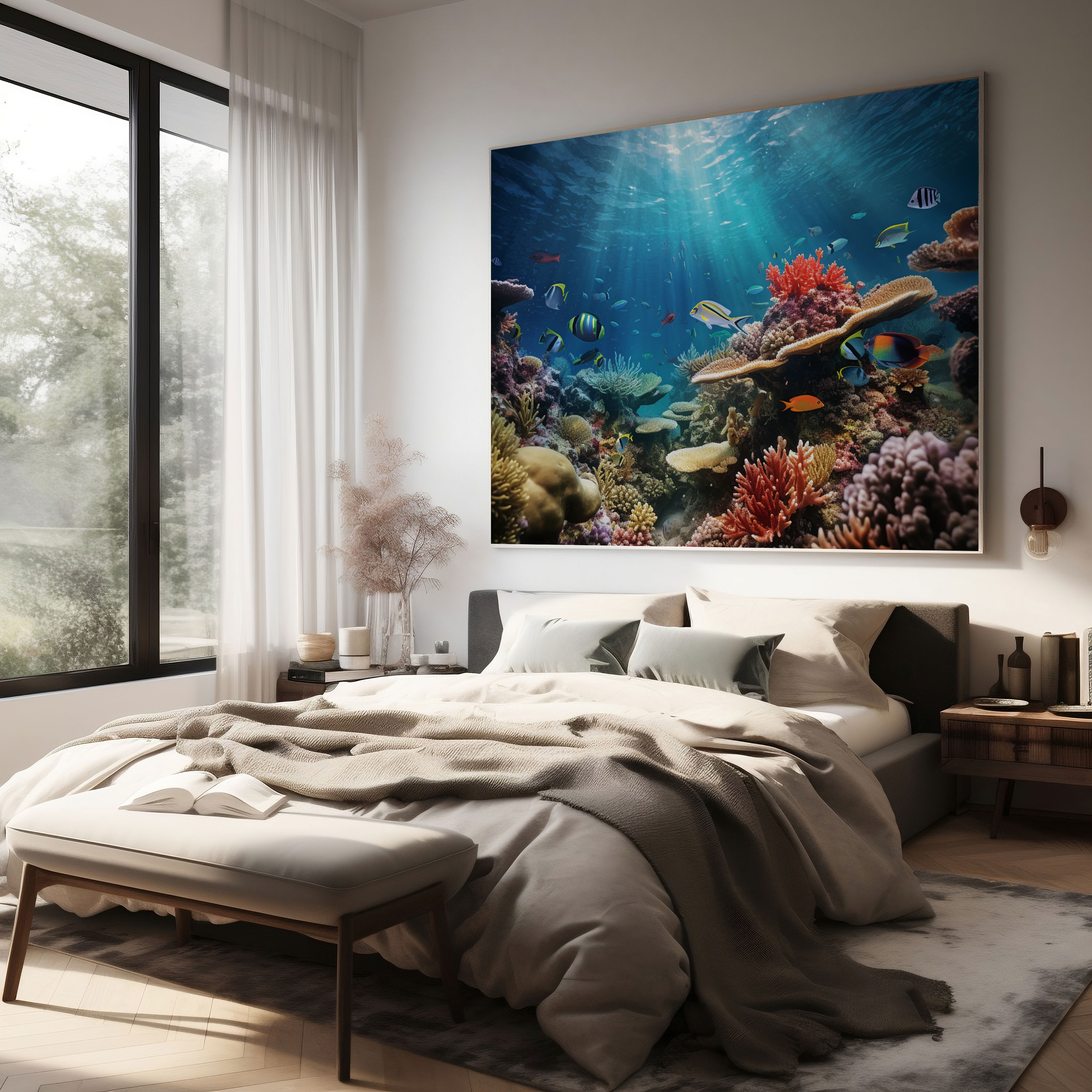 Realistic Coral Reef Canvas Print - Seascape, Seascape, Marine Life, Wall Decoration