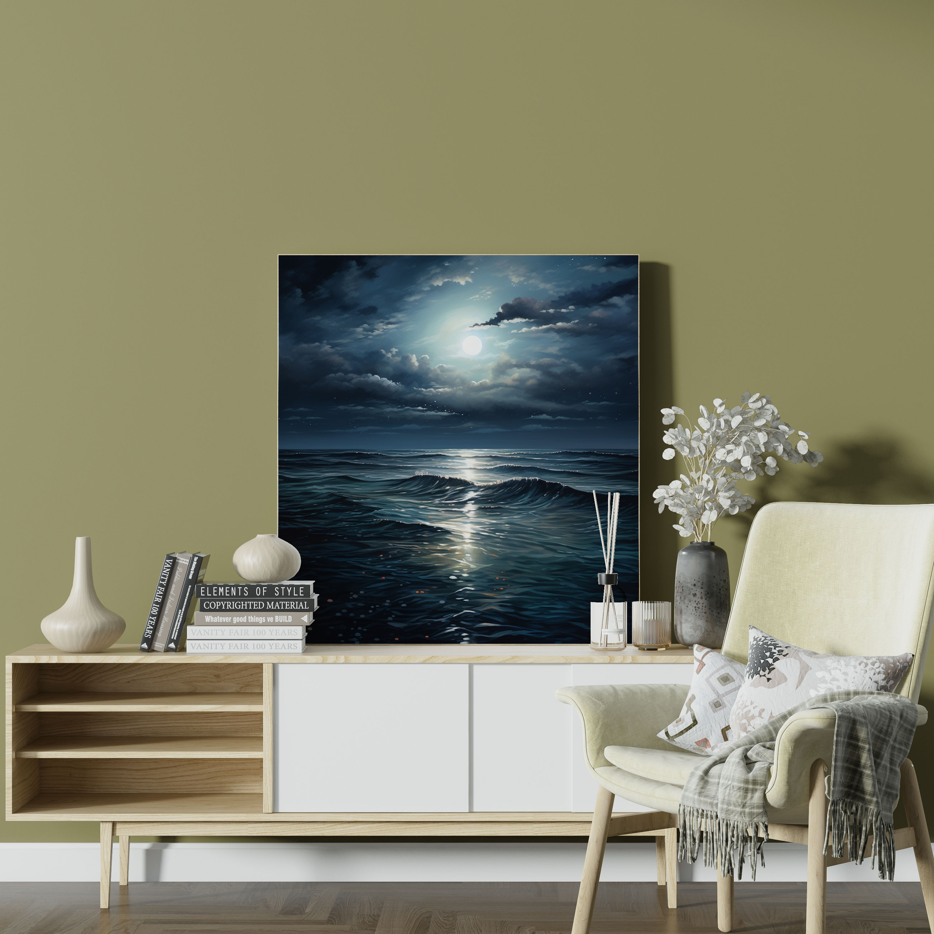 Ethereal Moonlit Seascape Canvas Print - Seascape, Wall Decoration, Canvas Wall Art, Home Decoration