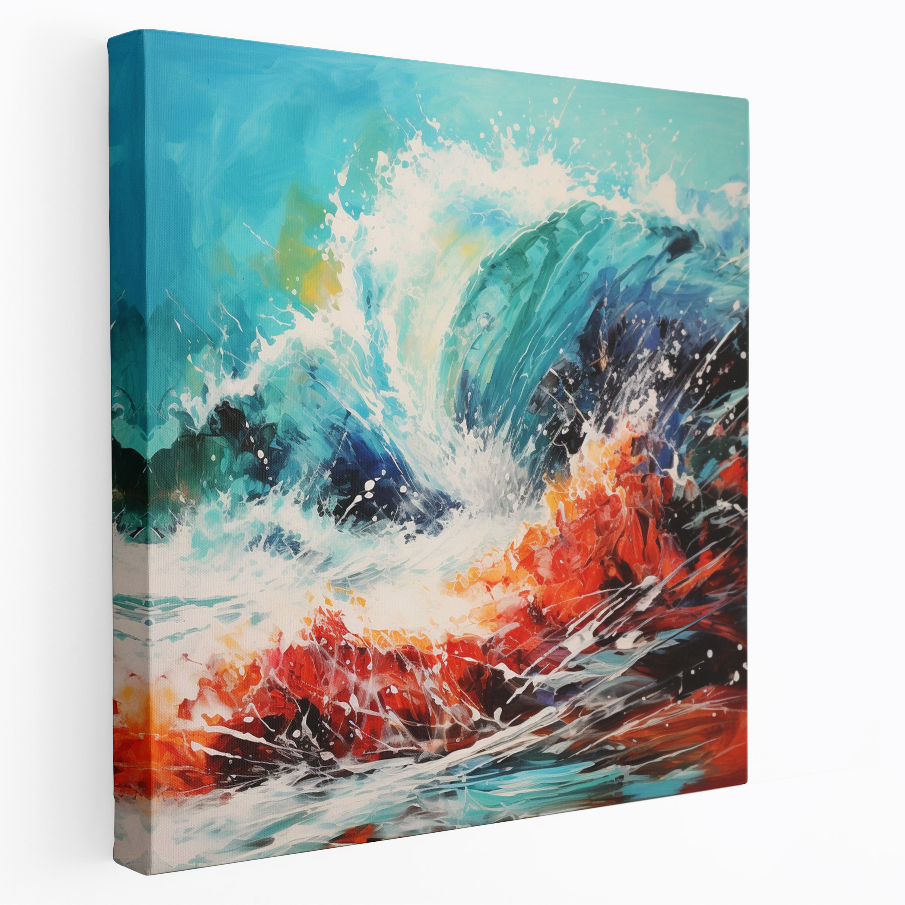 Seascape Canvas Print - Seascape, Rocks, Textured Brushstrokes, Acrylic Painting