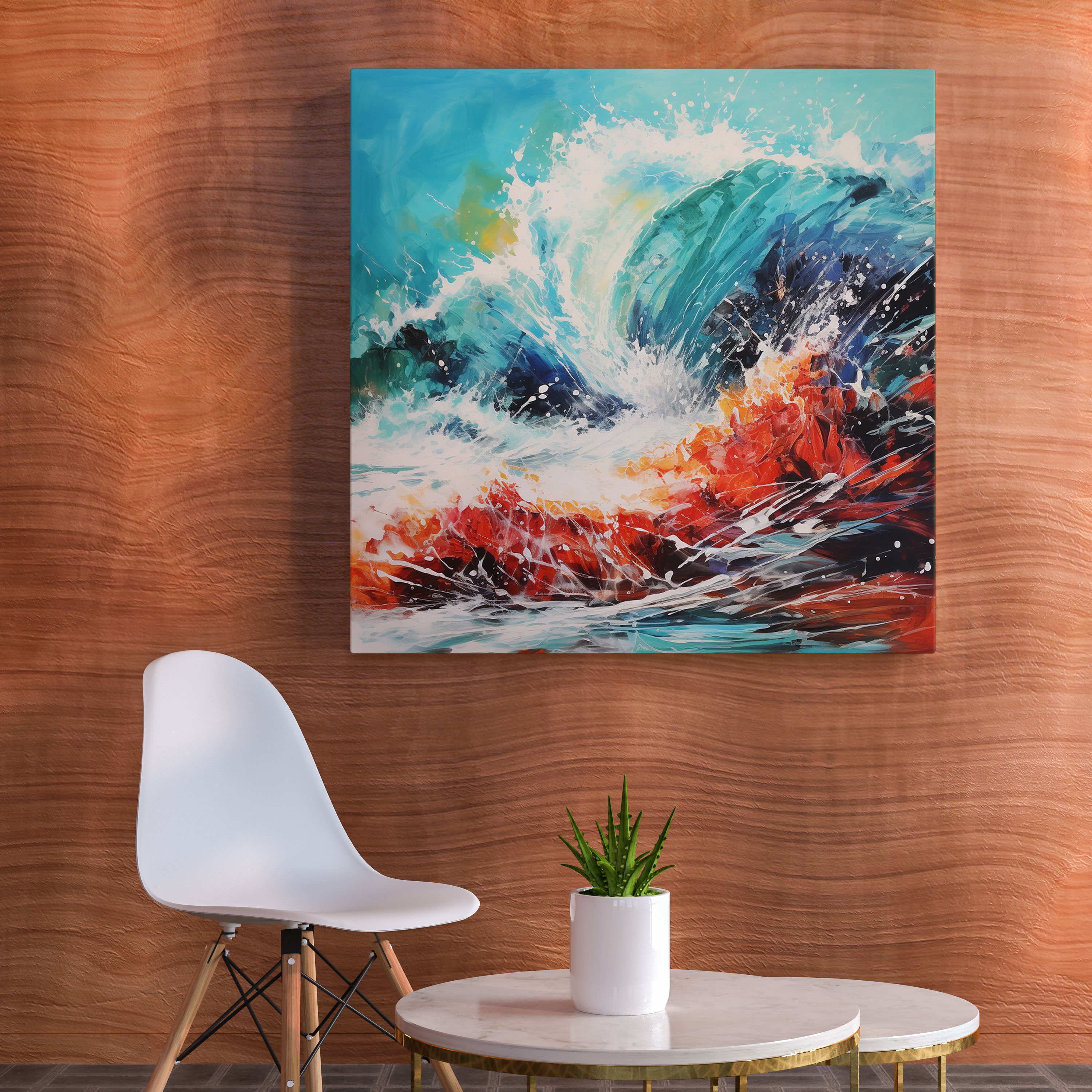 Seascape Canvas Print - Seascape, Rocks, Textured Brushstrokes, Acrylic Painting