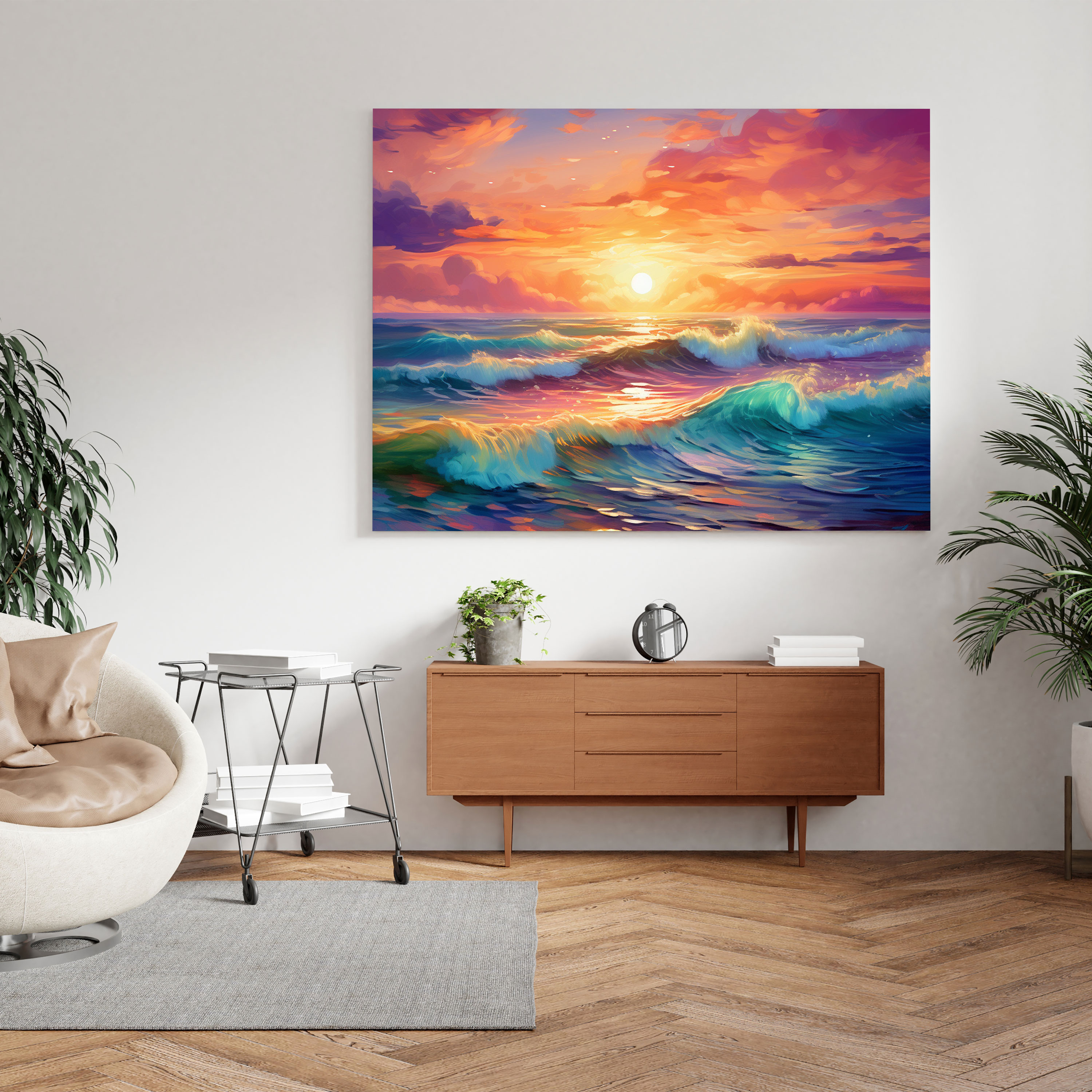 Seascape Wall Art - Seascape, Tranquil Ocean, Colorful Sunset, Wall Art