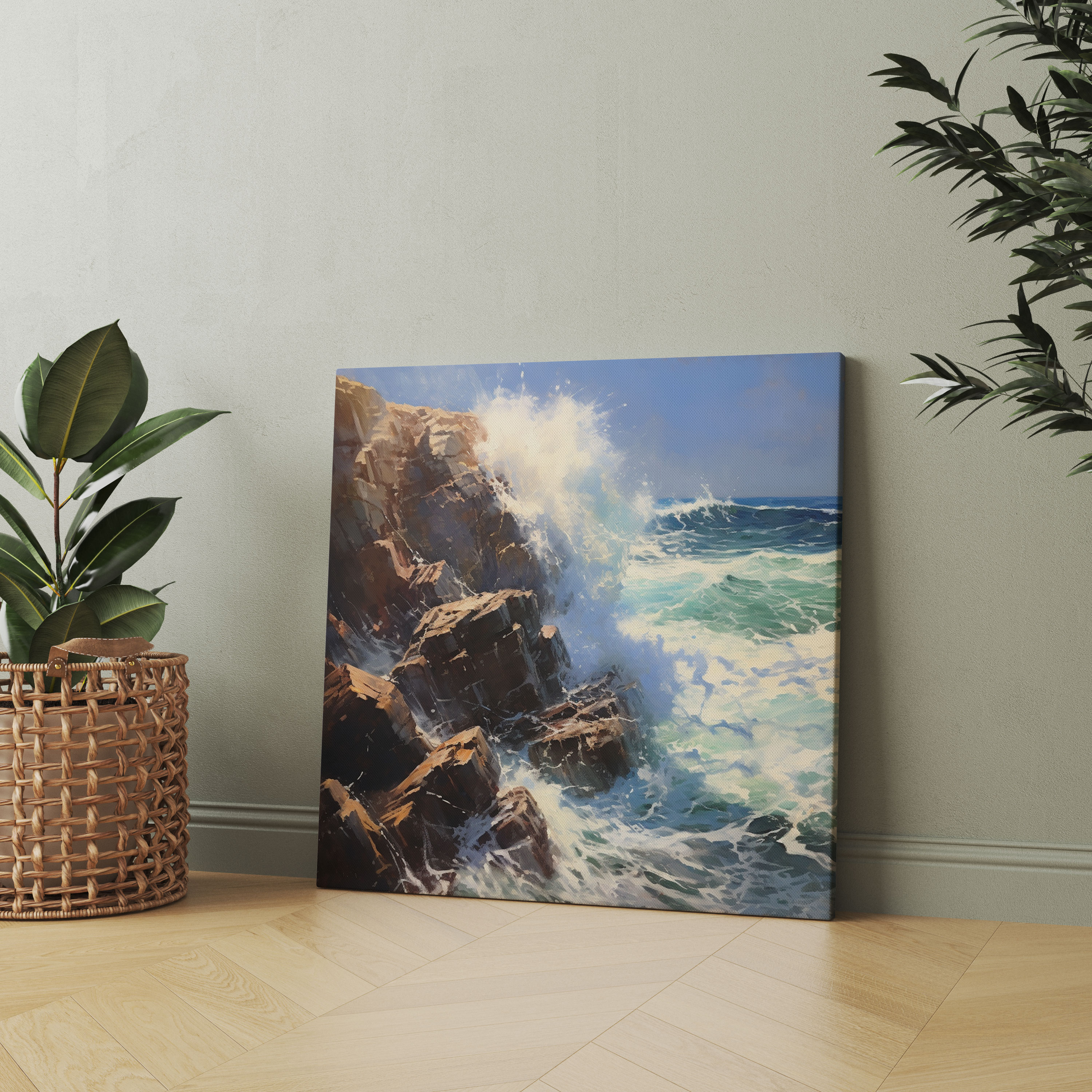 Seascape Canvas Print - Impressionist Coastal Cliff - Seascape, Seascape Home Decoration, Wall Art, Canvas Print