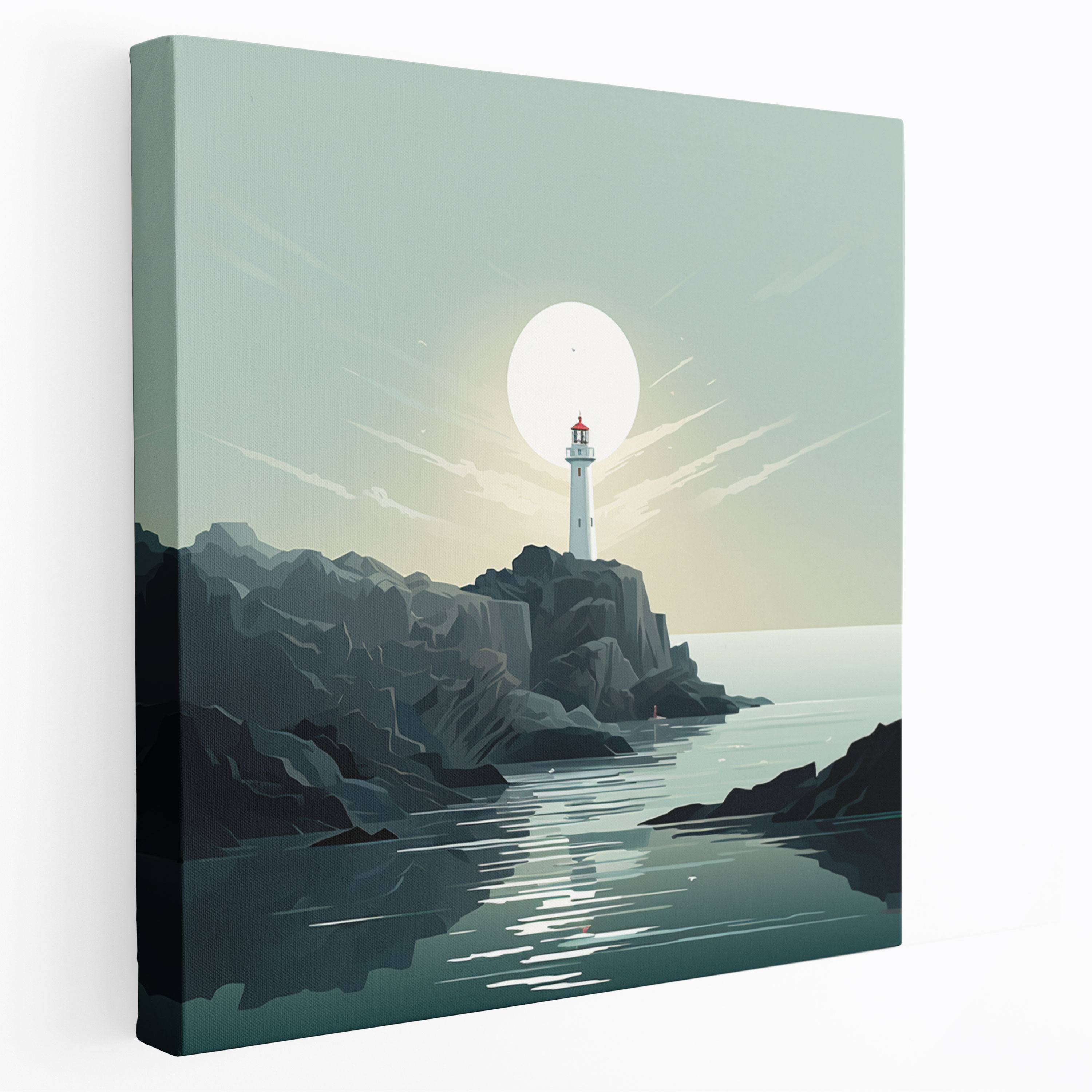 Seascape Canvas Print - Minimalist Lighthouse - Seascape, Canvas, Wall Art, Wall Decoration