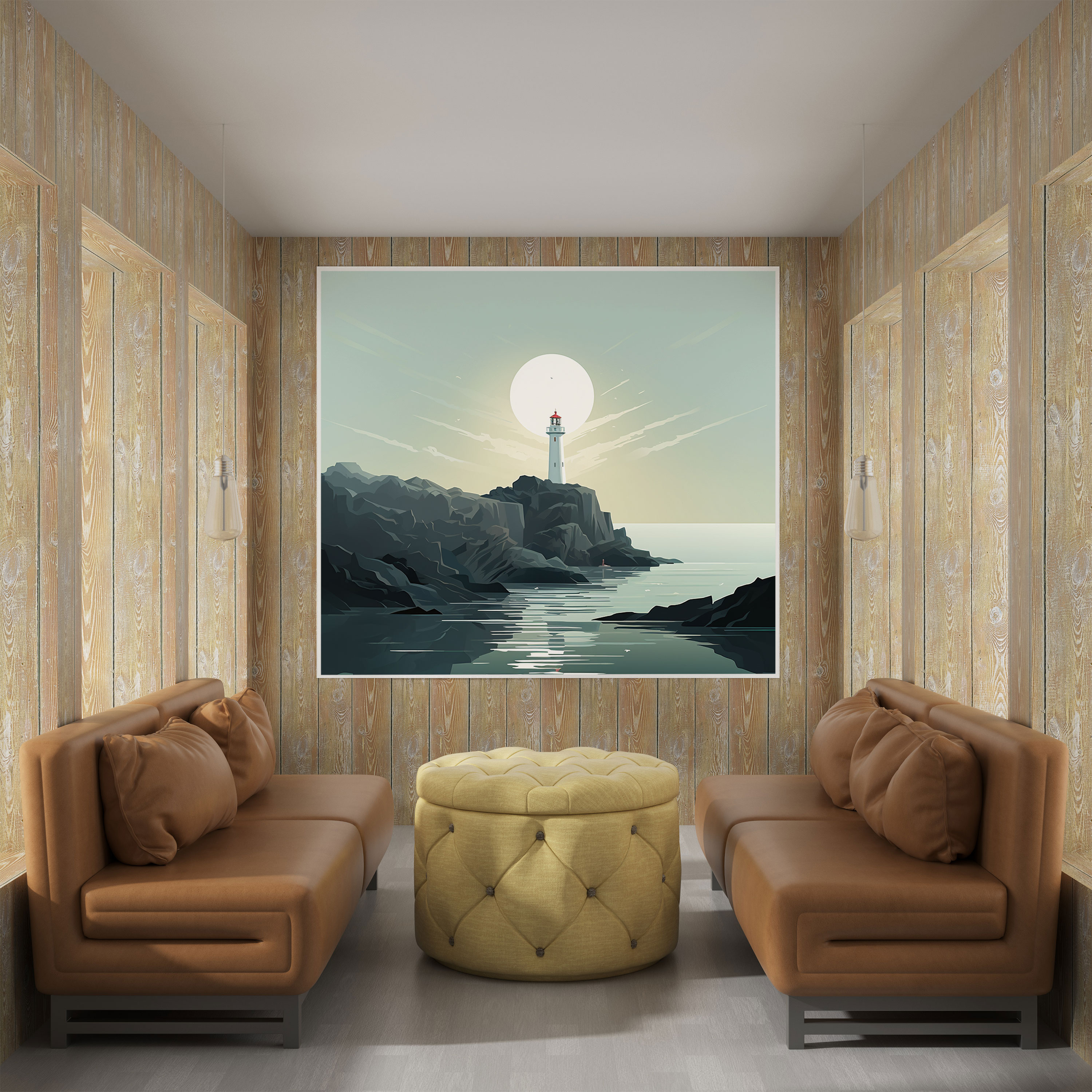 Seascape Canvas Print - Minimalist Lighthouse - Seascape, Canvas, Wall Art, Wall Decoration