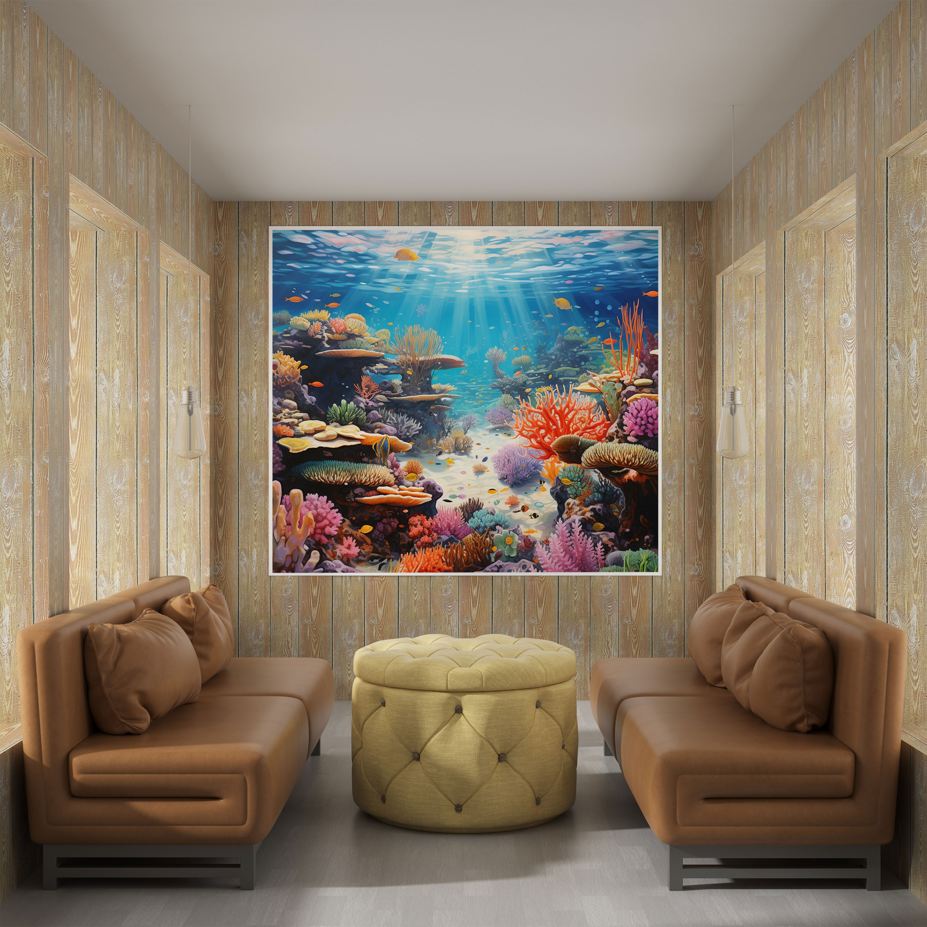 Seascape Wall Art - Realistic Coral Reef - Seascape, Canvas, Seascape Home Decoration, Canvas Wall Art