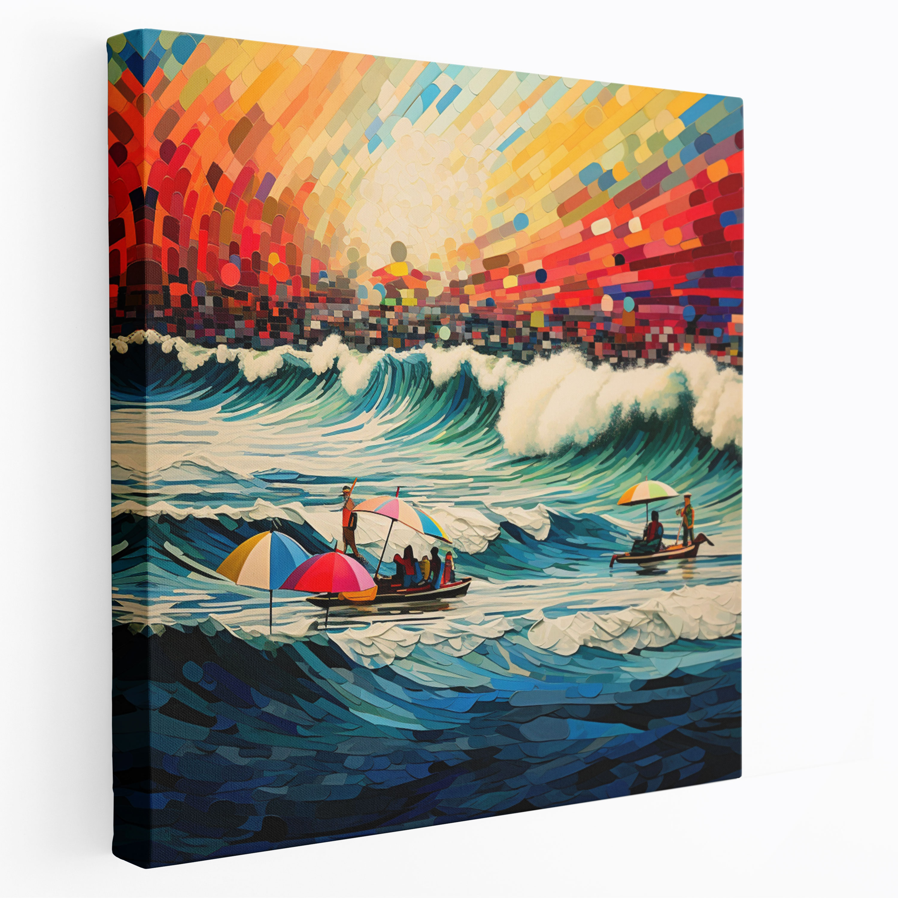 Seascape Wall Art - Modern Beach Umbrellas - Seascape, Canvas Wall Art, Seascape Canvas Print, Wall Art