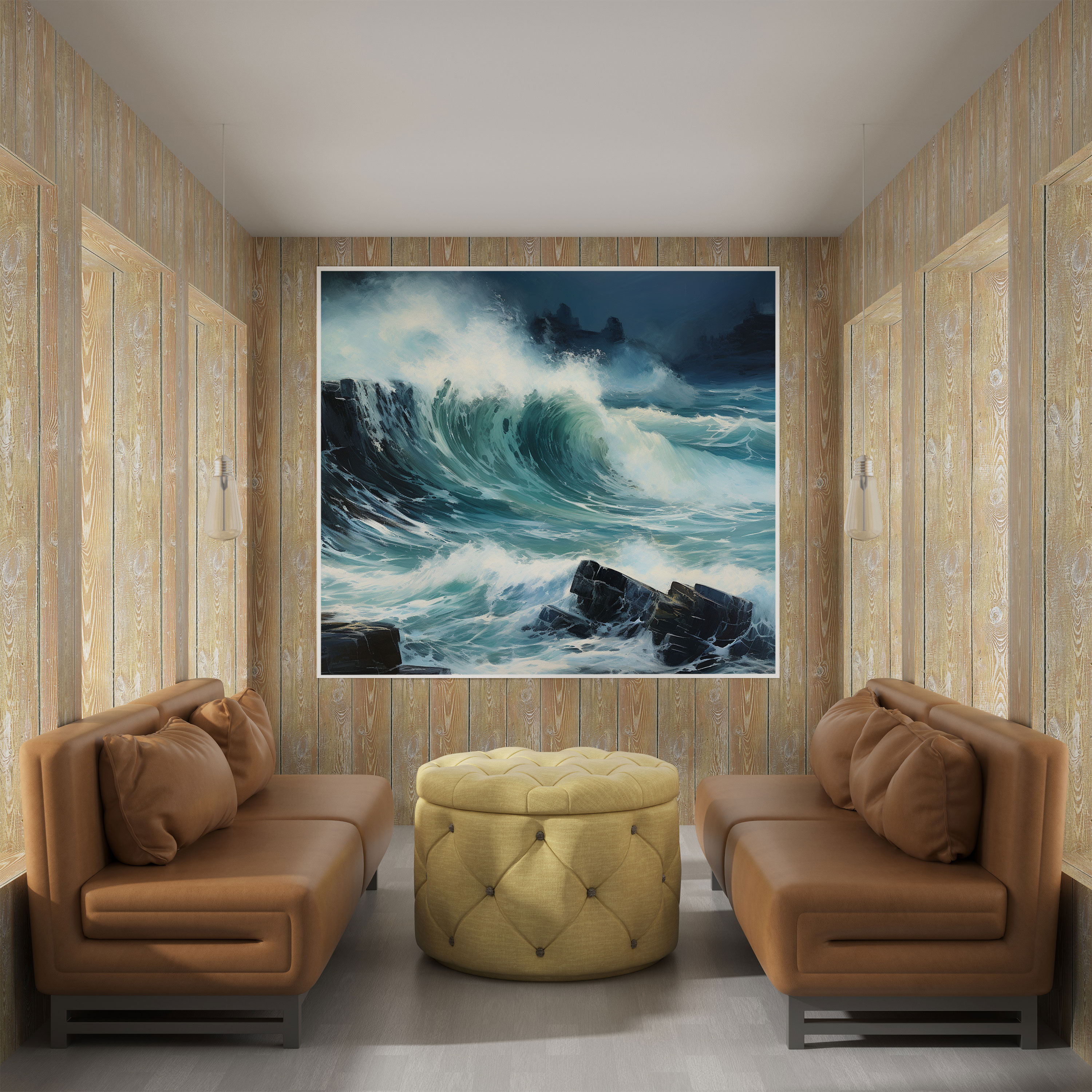 Seascape Wall Decoration - Expressionist Stormy Sea - Seascape, Canvas, Wall Decoration, Wall Art
