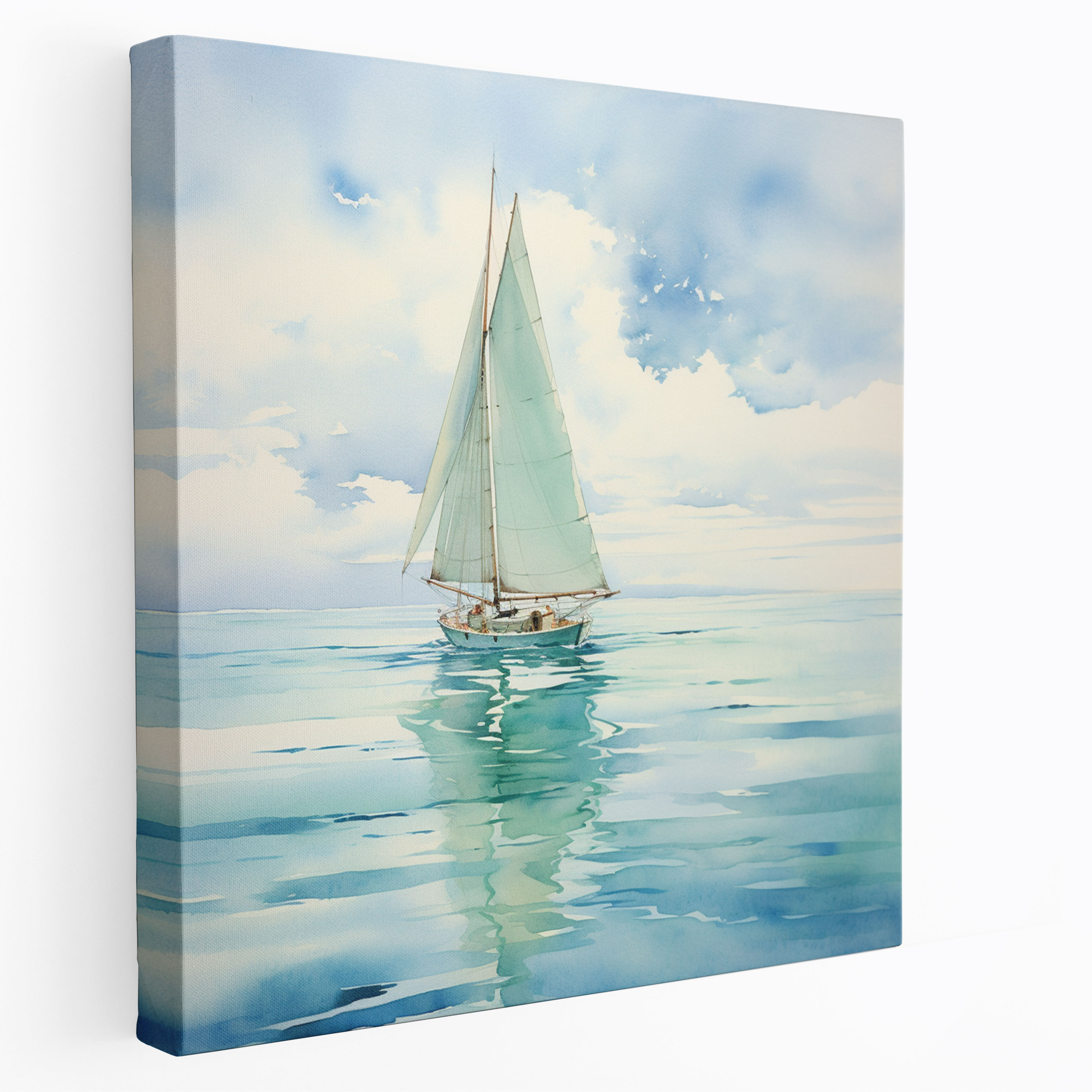 Seascape Wall Art - Peaceful Sailboat In Turquoise Waters - Seascape, Wall Decoration, Home Decoration, Canvas