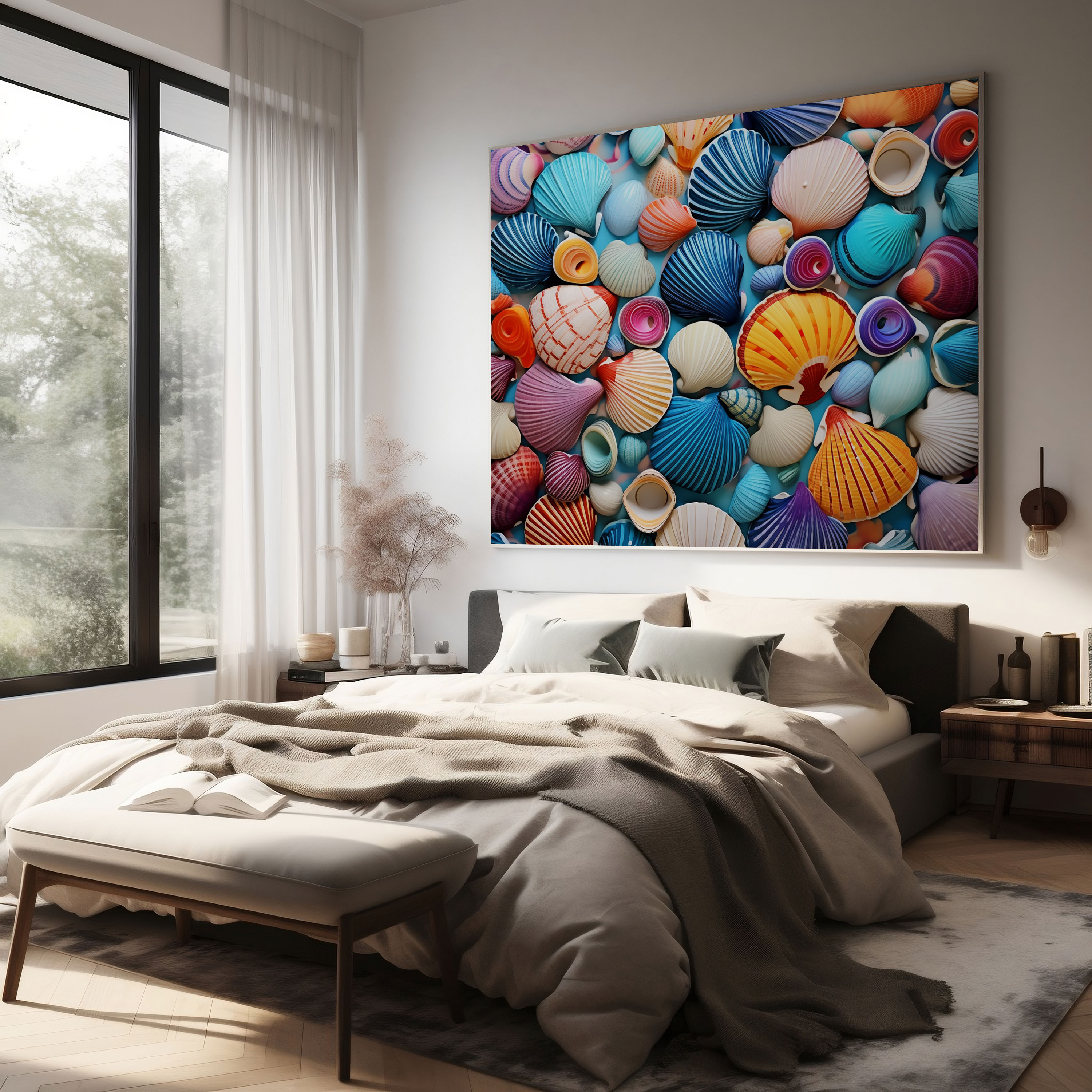Seascape Canvas Print - Colorful Seashells Pattern - Seascape, Canvas, Home Decoration, Colorful Seashells
