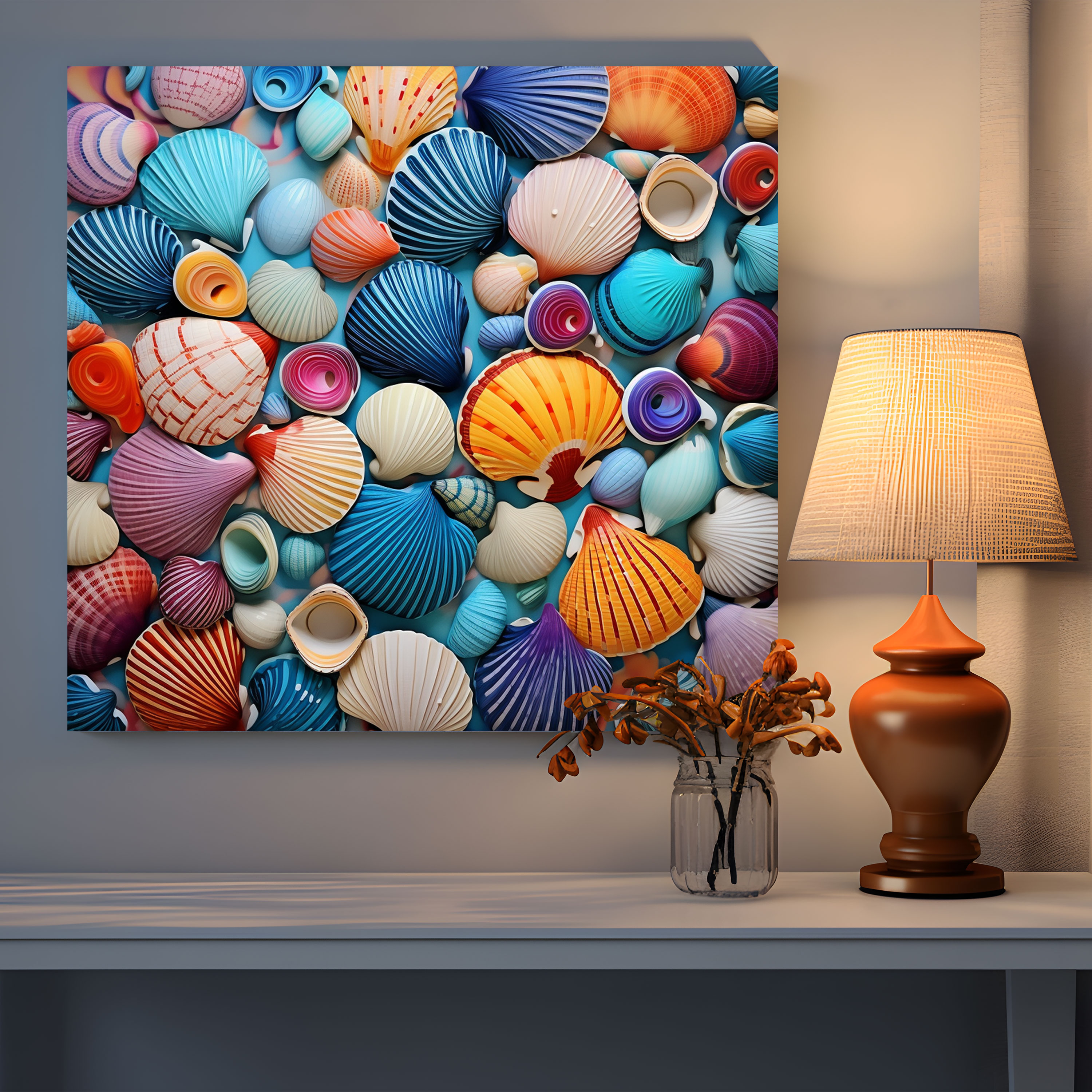 Seascape Canvas Print - Colorful Seashells Pattern - Seascape, Canvas, Home Decoration, Colorful Seashells
