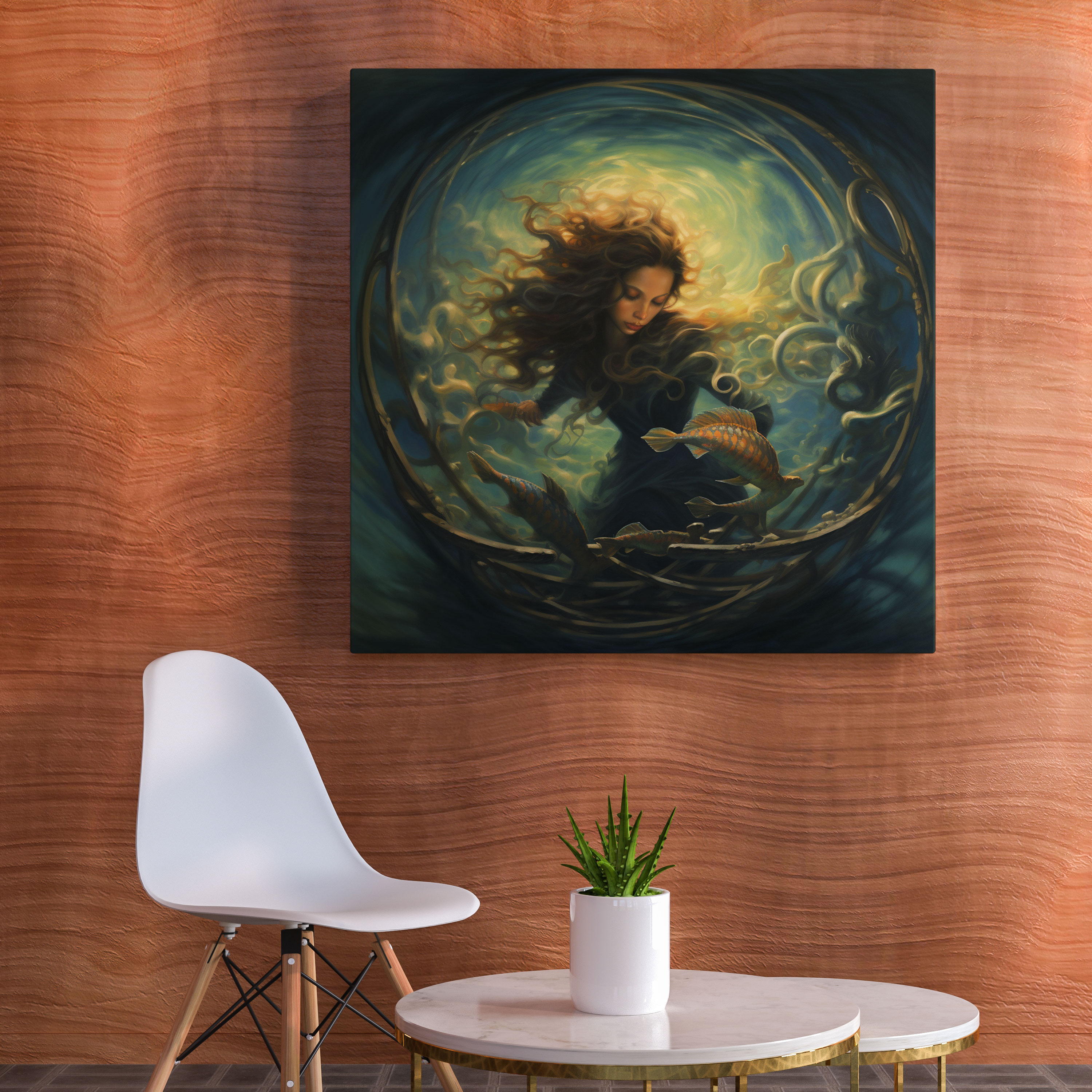 Seascape Wall Art - Mystical Mermaid Rising From Ocean - Seascape, Home Decoration, Canvas Wall Art, Wall Decoration