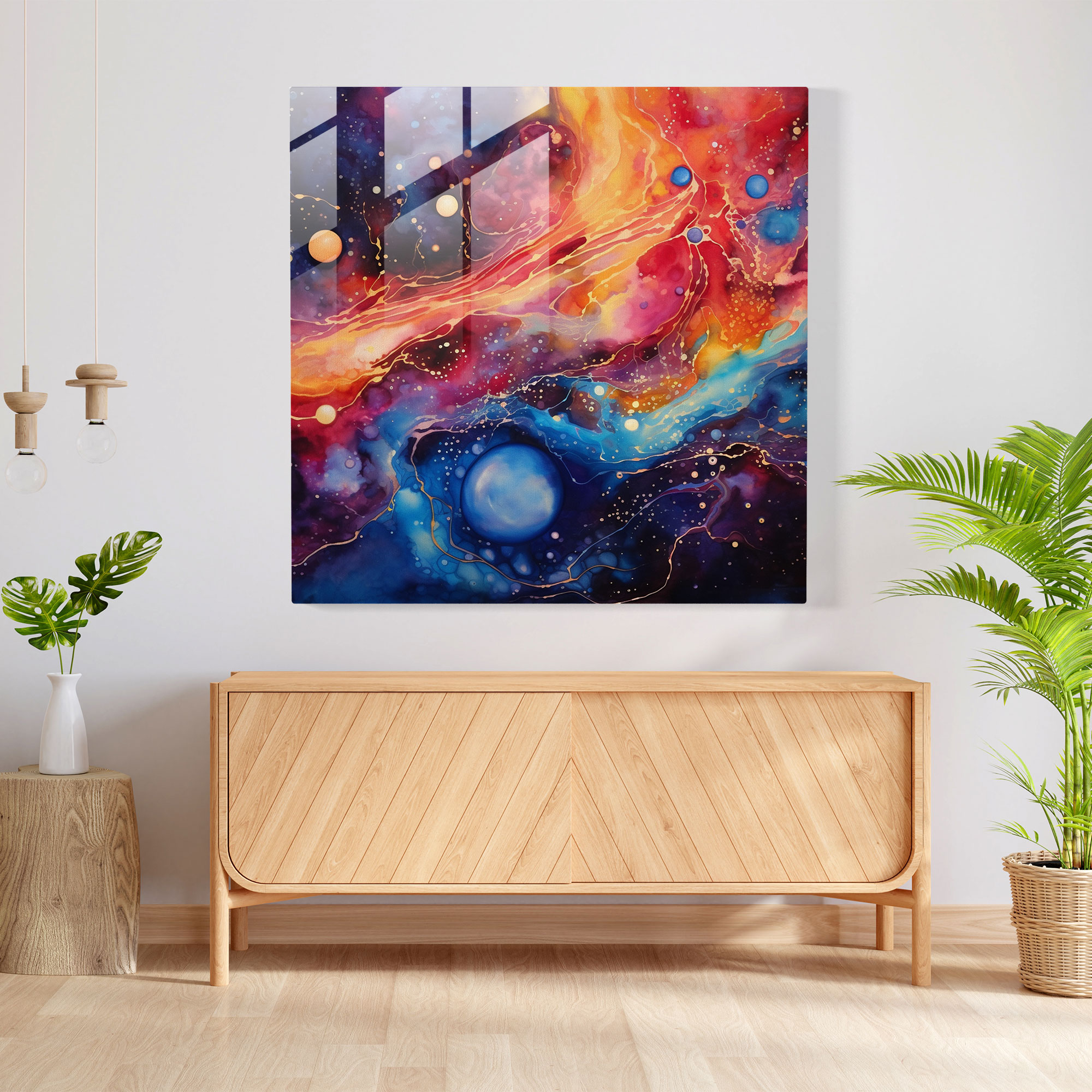 Yıldız Haritası Cam Tablo - Duvar Dekorasyonu Cam Sanatı Modern Sanat
