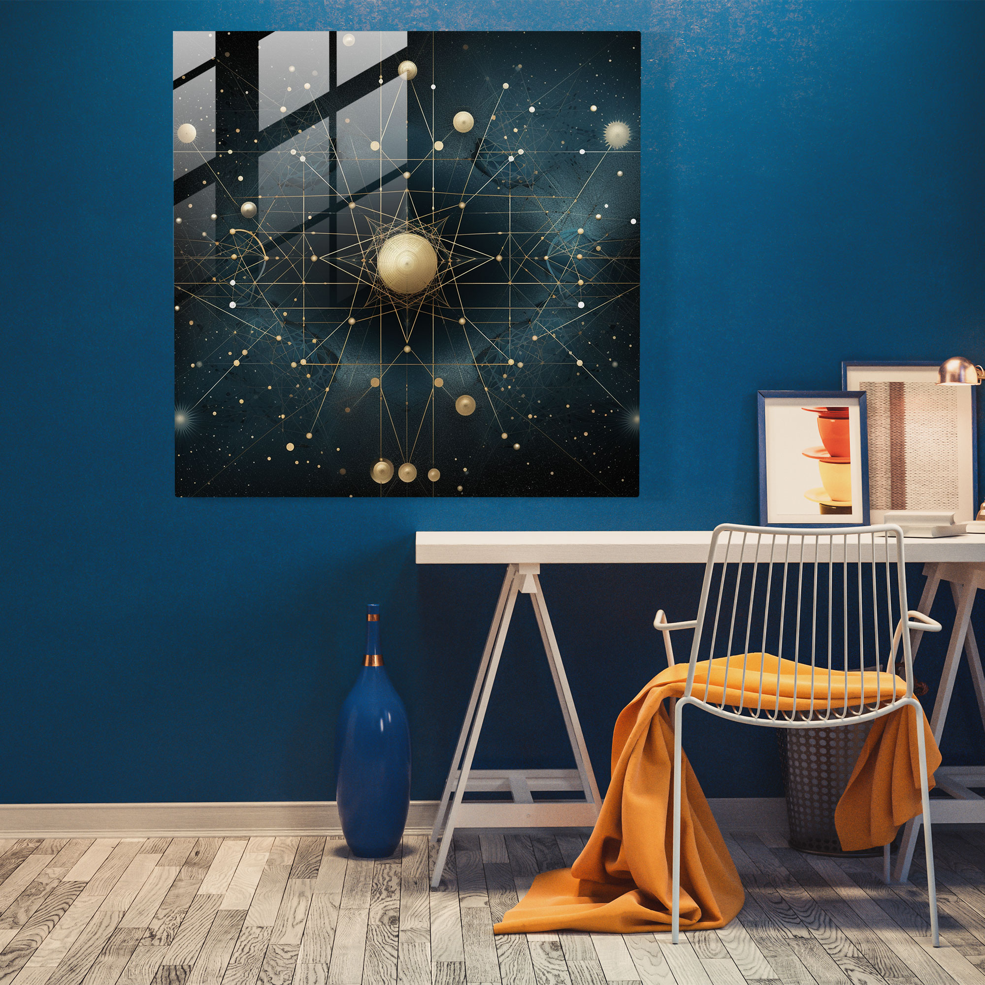 Geometric Star Map Glass Print - Star Map, Wall Decoration, Geometric Design, Stylish Appeal