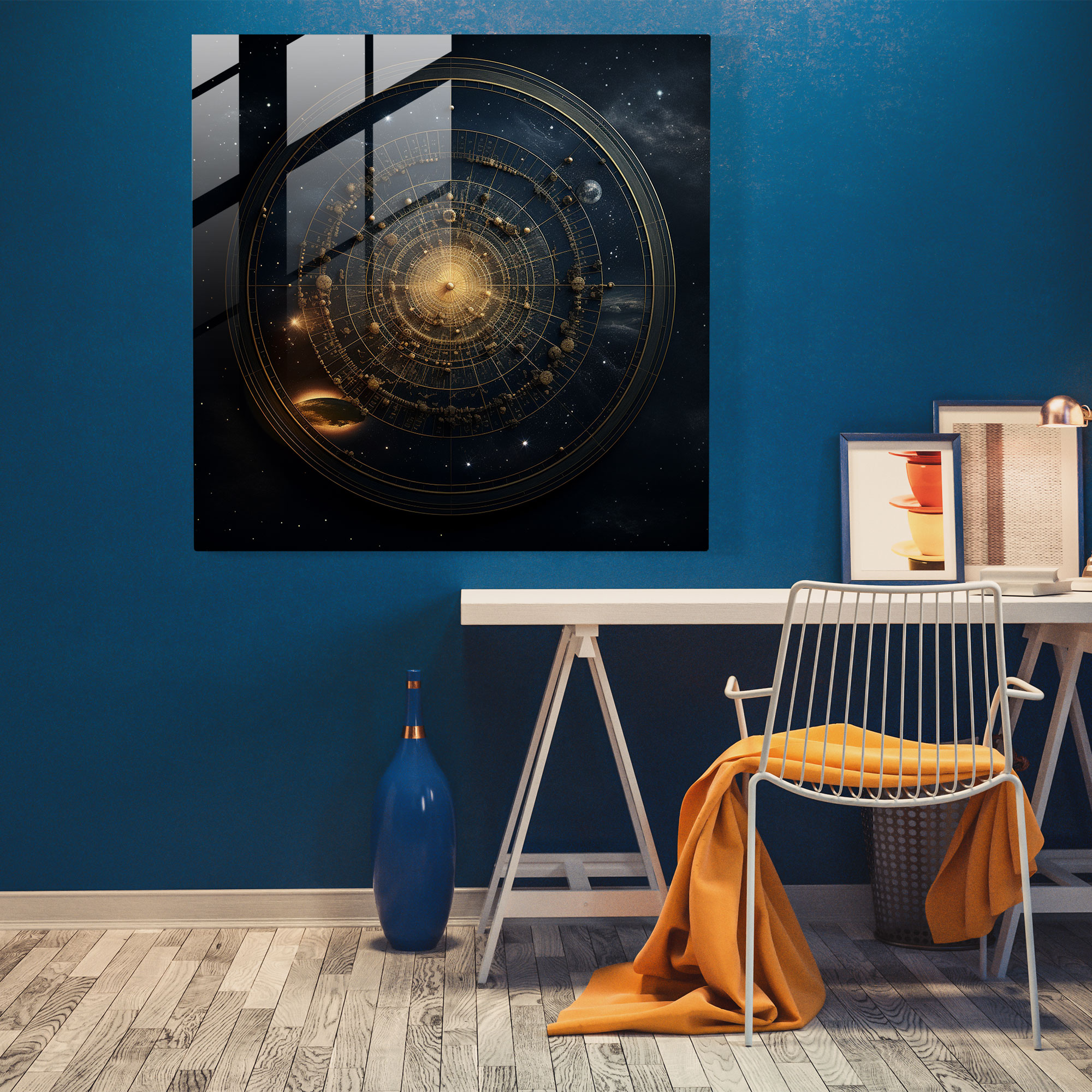 Fine Art Yıldız Haritası Cam Tablo - Ev Dekorasyonu Yıldız Haritası Gece Gökyüzü