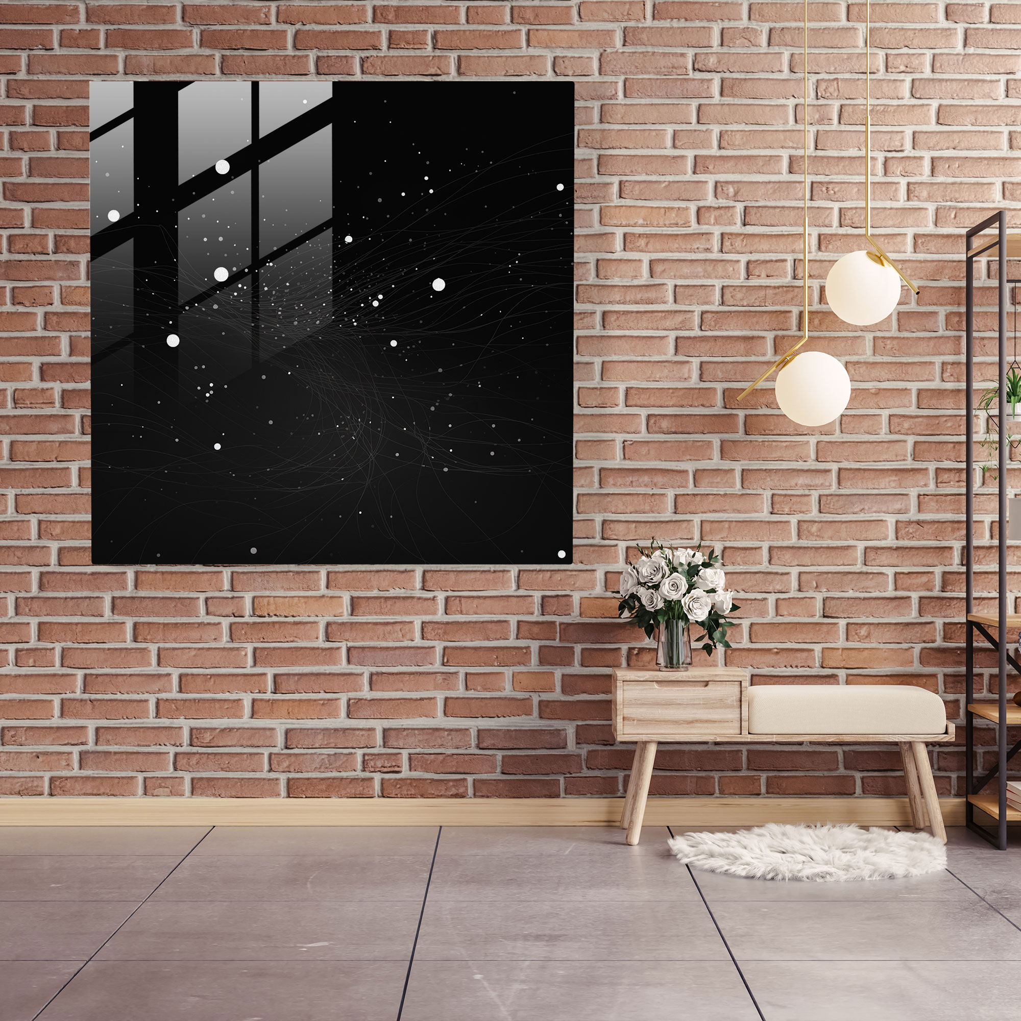 Modern Takımyıldızlar Cam Tablosu - Yıldız Haritası Modern Sanat Minimalist Cam Tablo