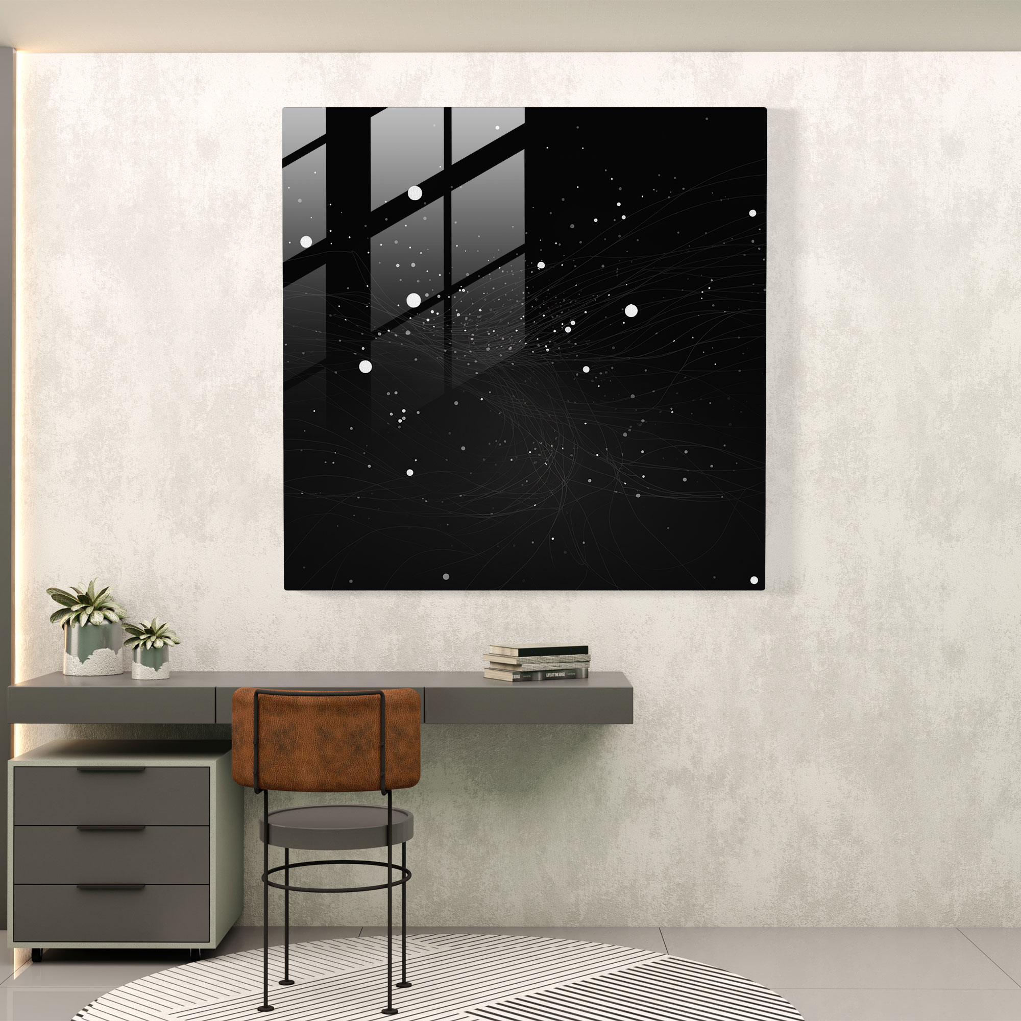 Modern Takımyıldızlar Cam Tablosu - Yıldız Haritası Modern Sanat Minimalist Cam Tablo