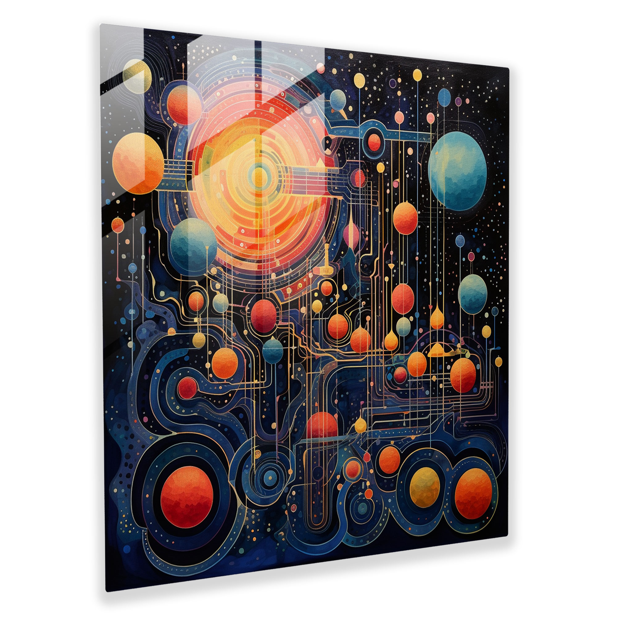 Celestial Geometric Glass Print - Star Map, Celestial Bodies, Home Decoration, Geometric Design