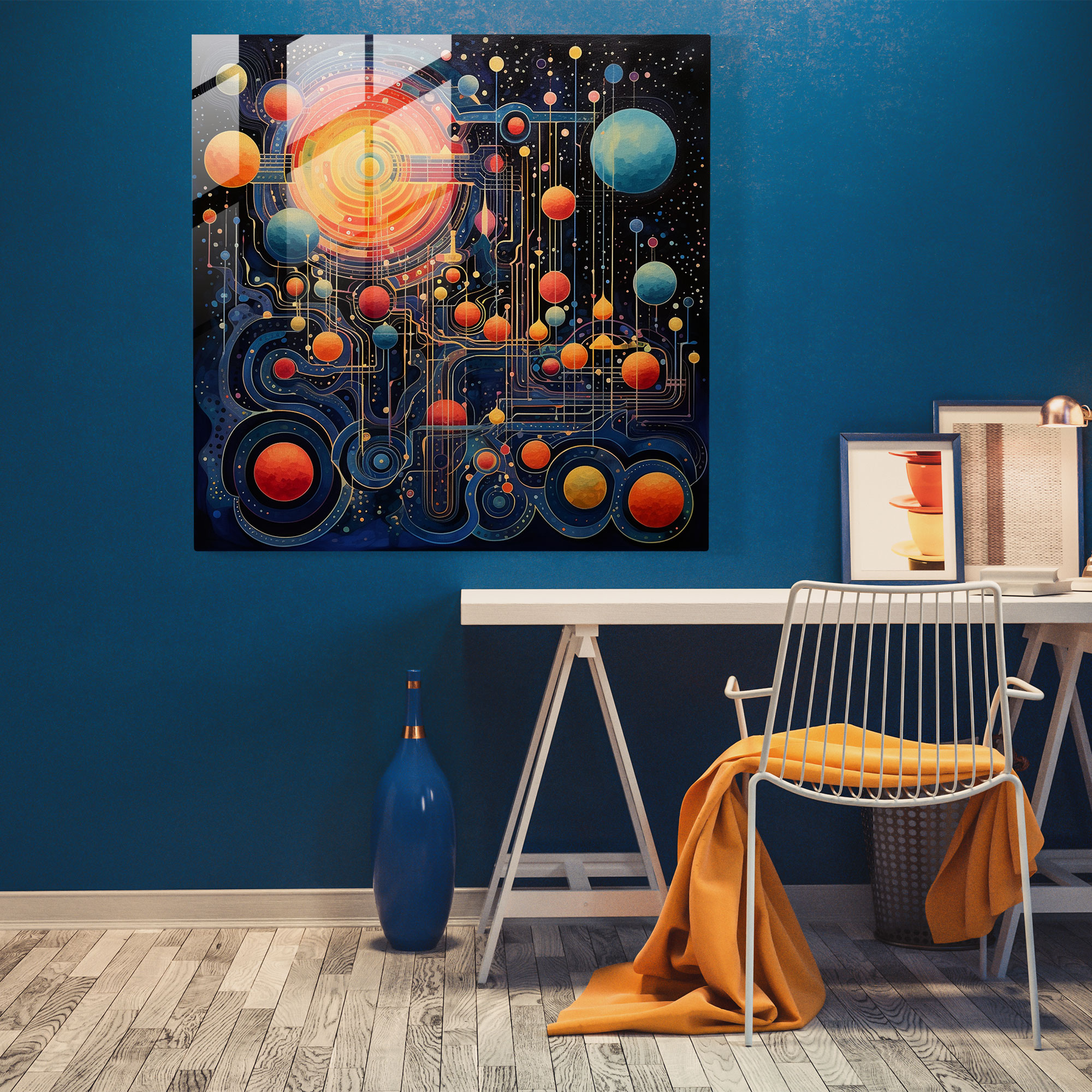 Celestial Geometric Glass Print - Star Map, Celestial Bodies, Home Decoration, Geometric Design