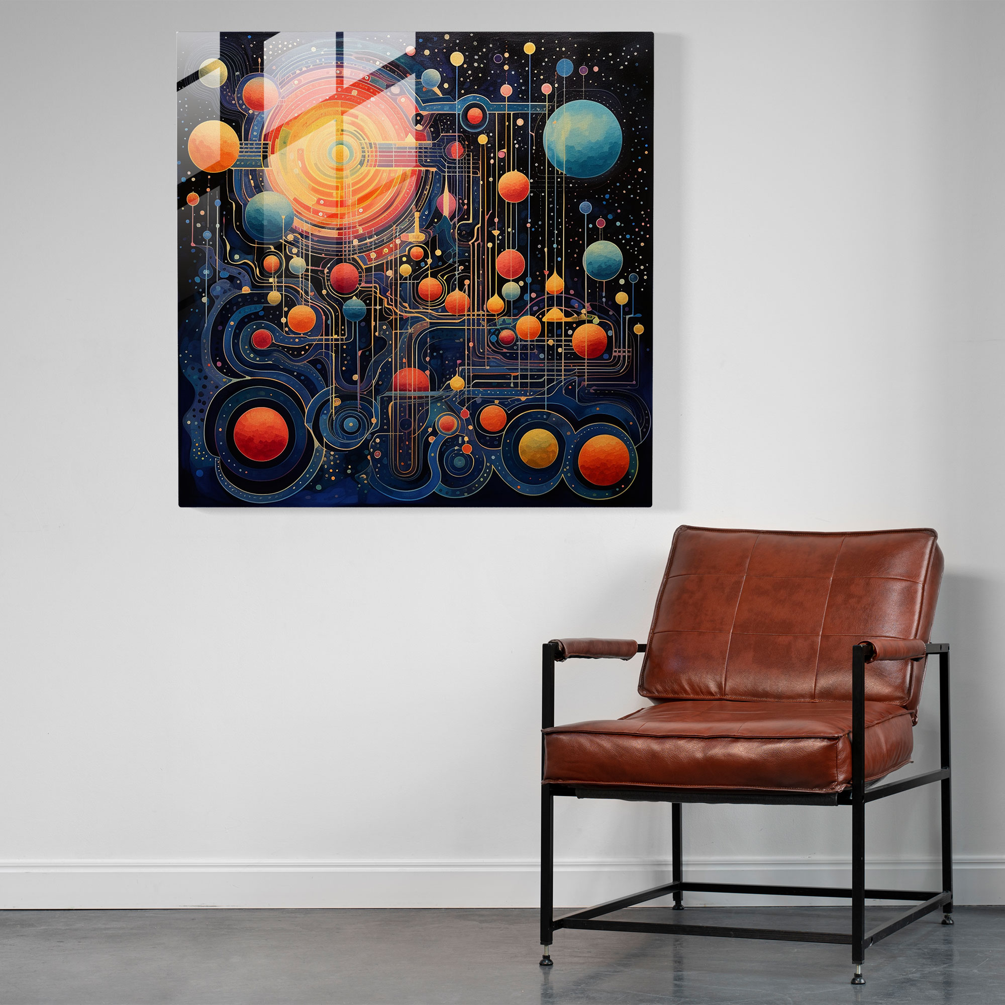 Celestial Geometric Glass Print - Star Map, Celestial Bodies, Home Decoration, Geometric Design