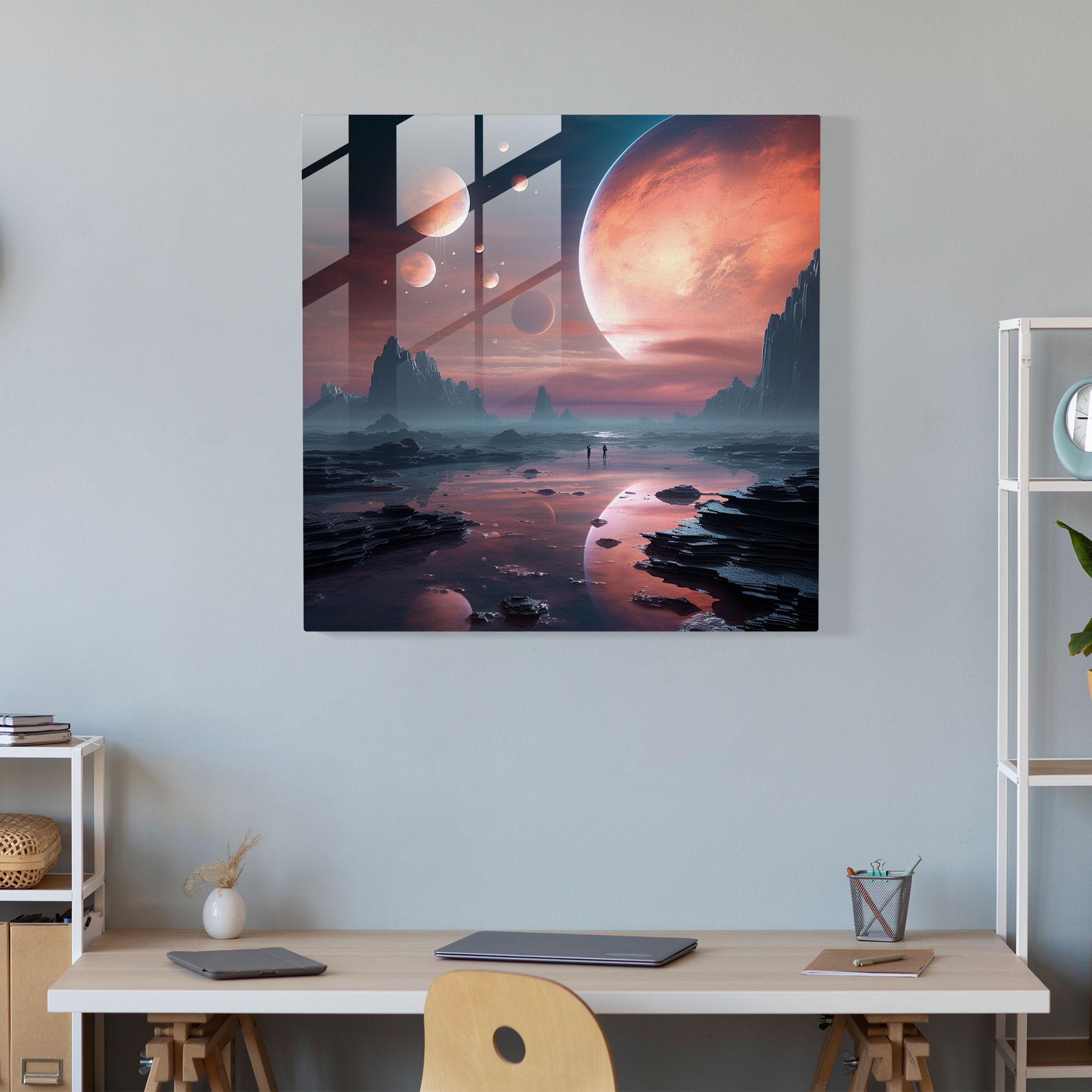 Dreamy Star Map Cam Tablo - Yıldız Haritası Ev Dekorasyonu Yüzen Gezegenler Modern Sanat