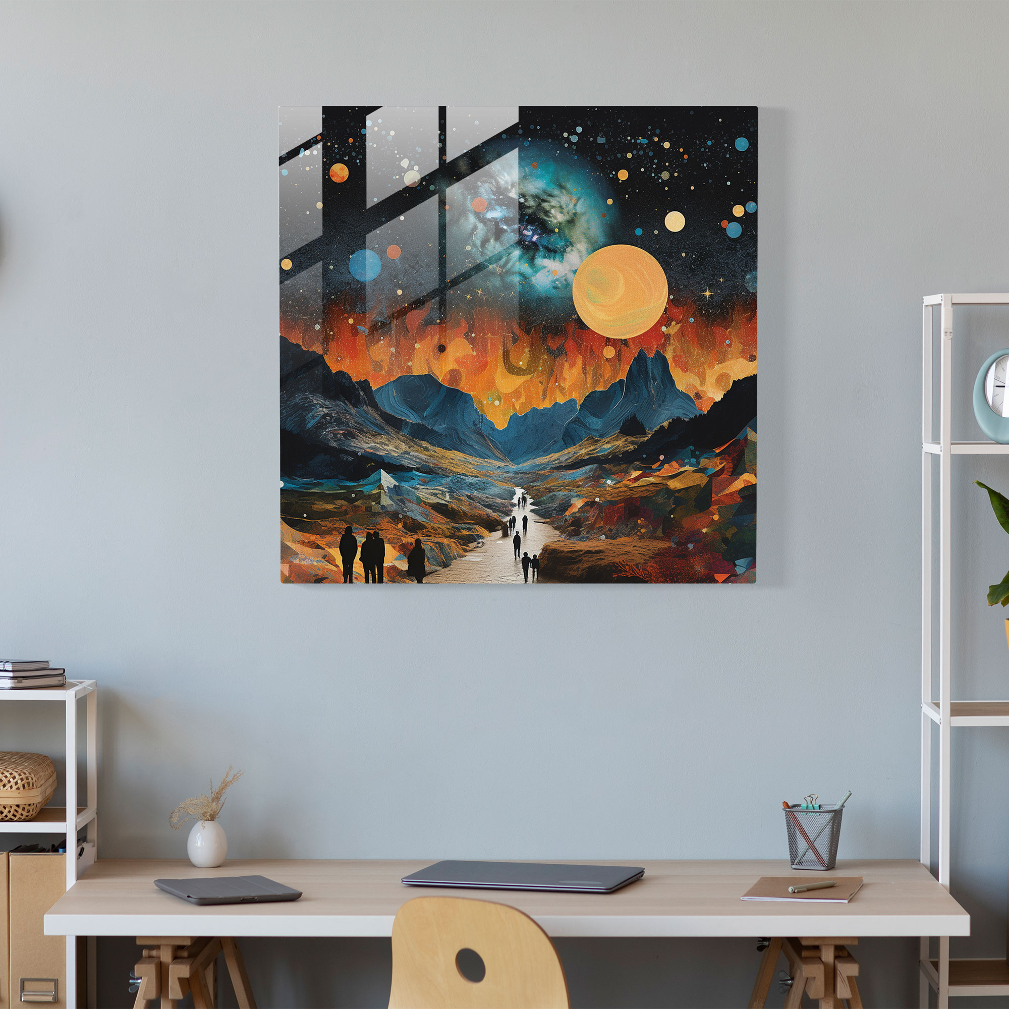 Muhteşem Birleşim Cam Tablo - Yıldız Haritası Astronomik İllüstrasyonlar Canlı Görsel Kompozisyon