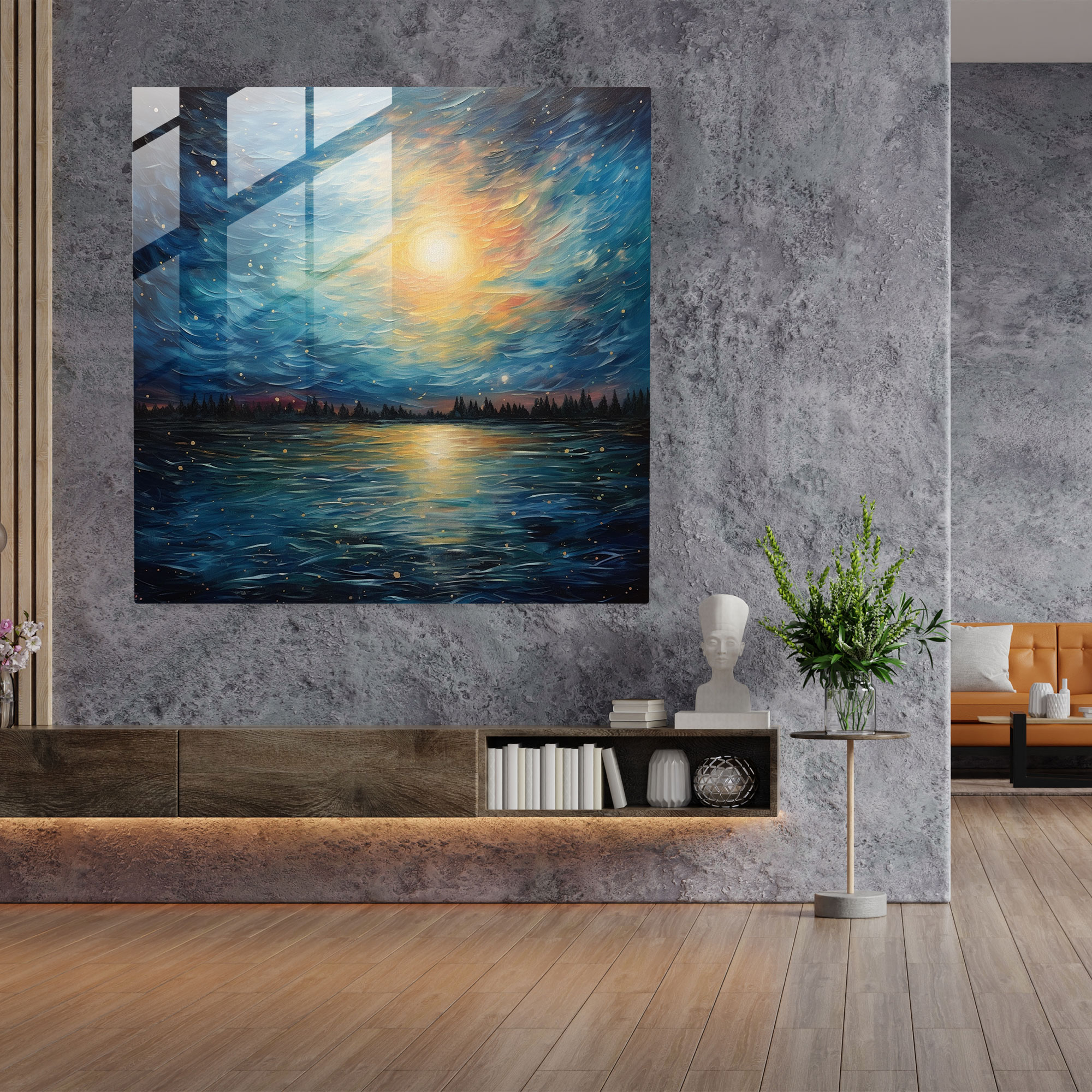 Yıldızlı Rüyalar Cam Tablo - Yıldız Haritası Duvar Dekorasyonu Modern Sanat Ev Dekorasyonu