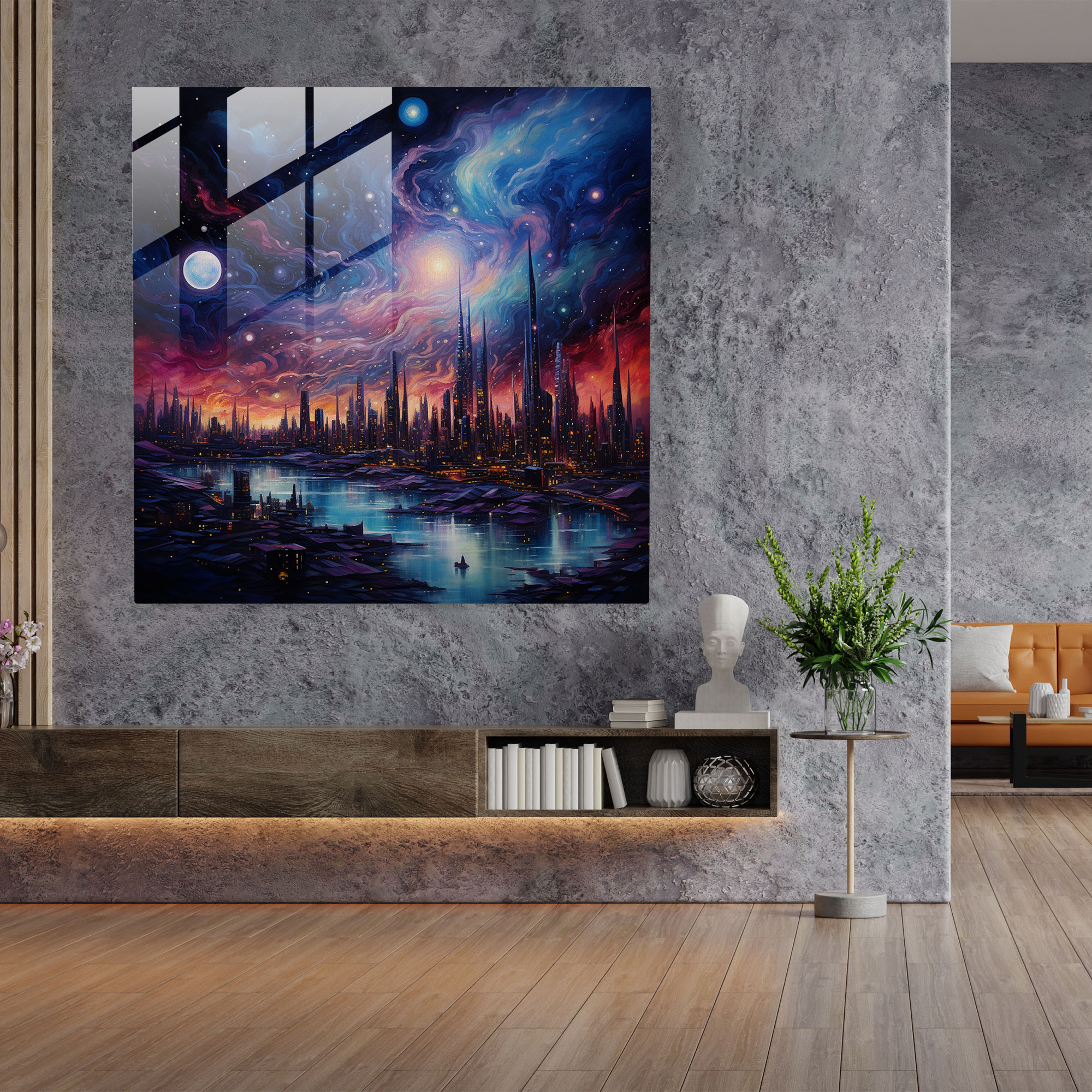 Kozmik Yıldız Haritası Cam Tablo - Ev Dekorasyonu Modern Sanat Cam Sanatı