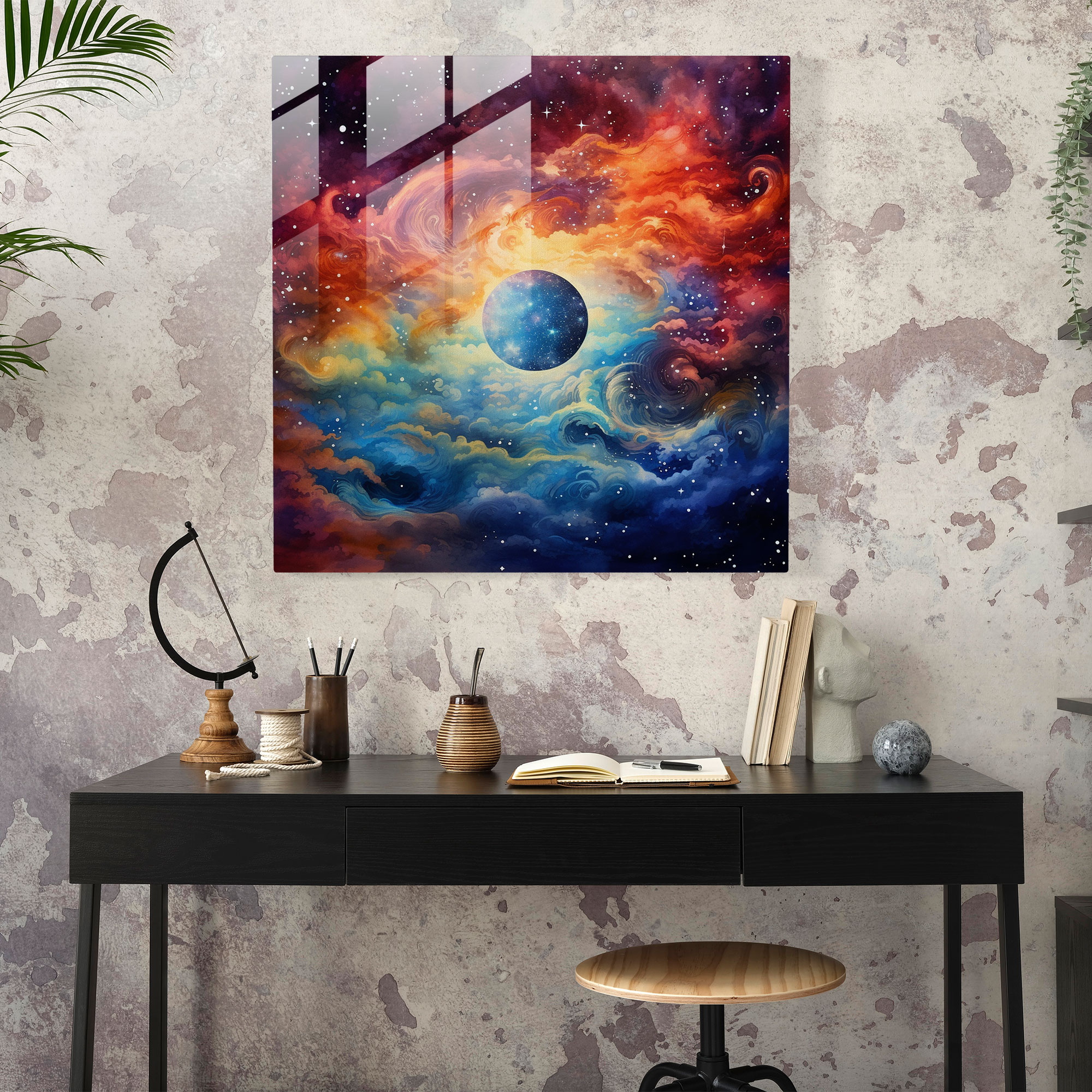 Celestial Beauty Glass Print - Star Map, Glass Art, Star-Filled Galaxy, Home Decoration