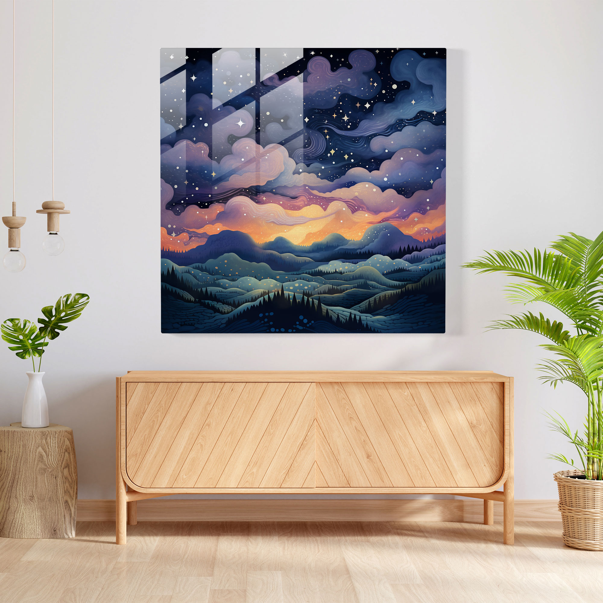 Benzersiz Yıldız Haritası Cam Tablo - Yıldız Haritası Cam Tablo Modern Sanat