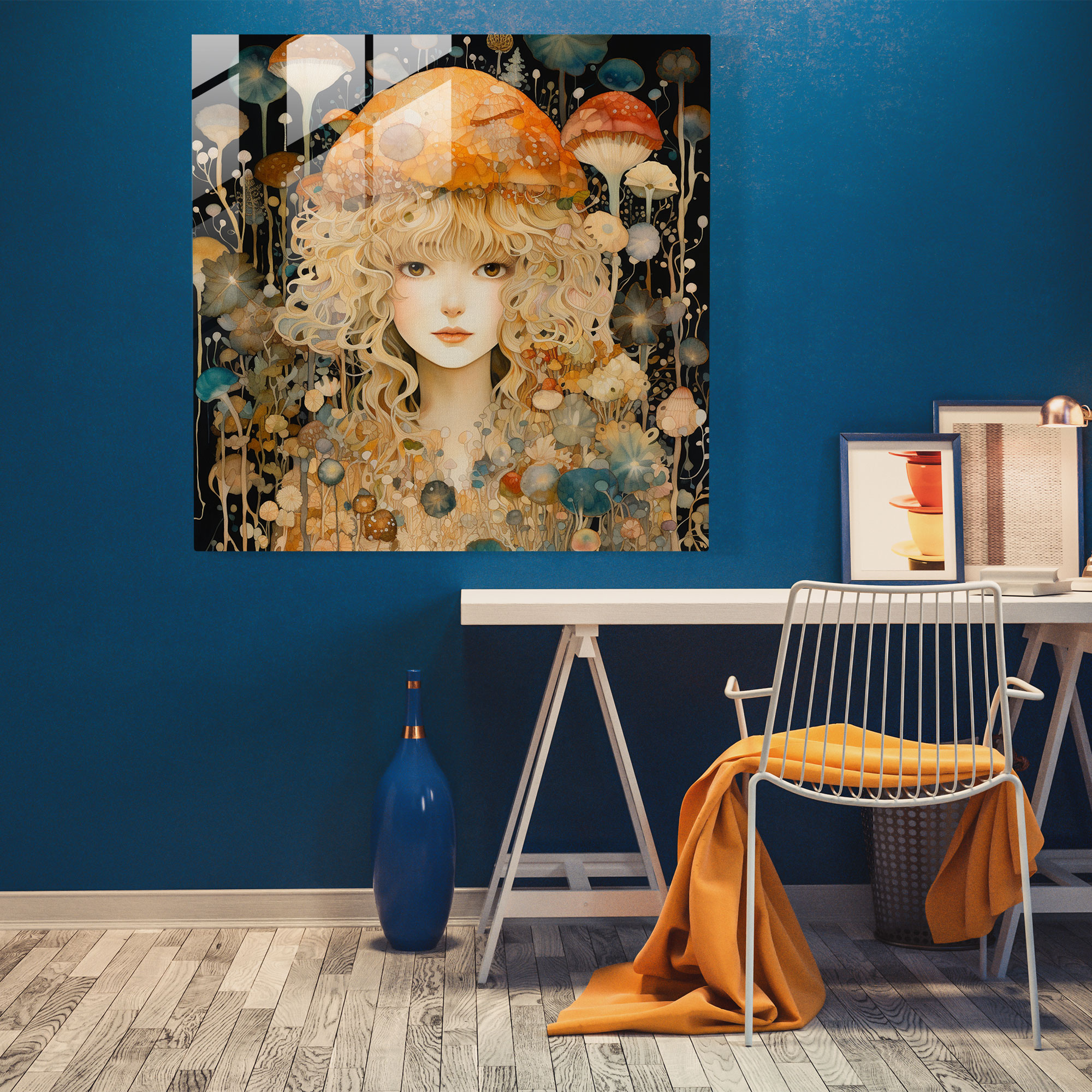 Whimsical Watercolor Glass Print - Mario's Enchanted Forest - Artistic Home Decoration Glass Wall Art