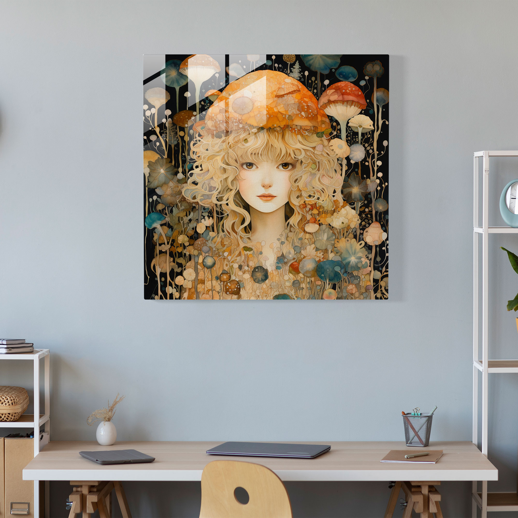 Whimsical Watercolor Glass Print - Mario's Enchanted Forest - Artistic Home Decoration Glass Wall Art