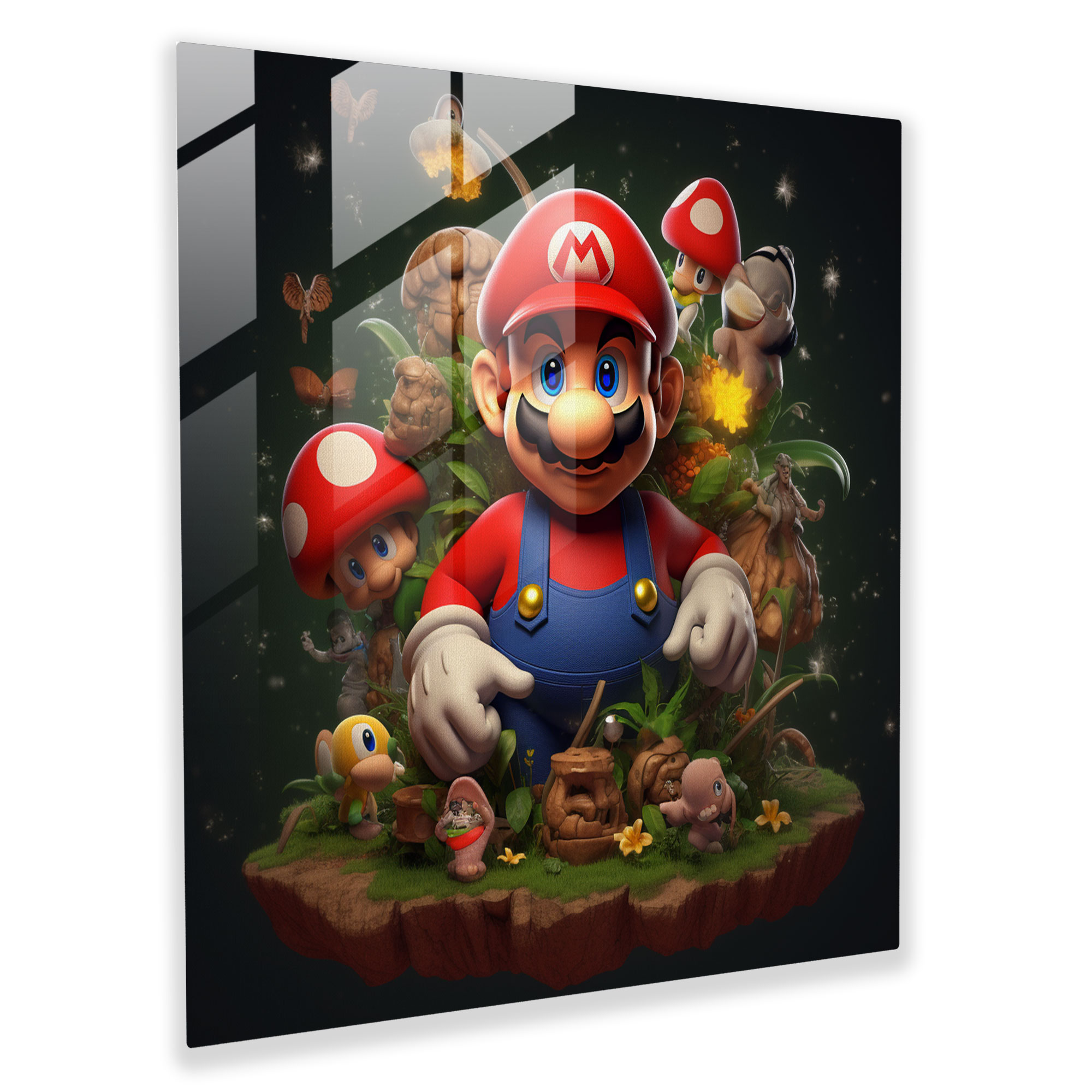 Ikonoisches Glasbild: Mario und Freunde