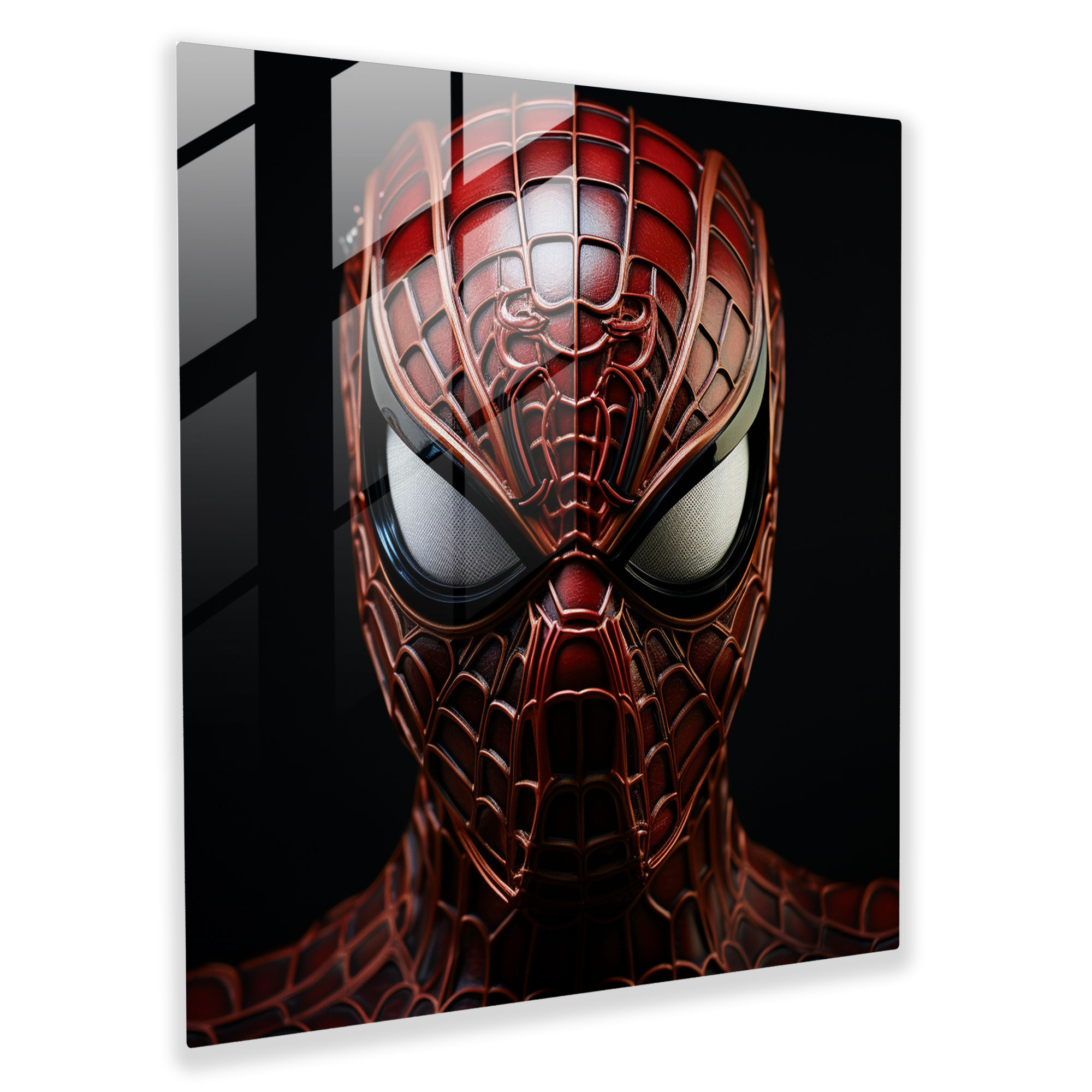Spider-Man Mask Glass Print - Spider Man, Intricate Pattern, Glass Art, Modern Art