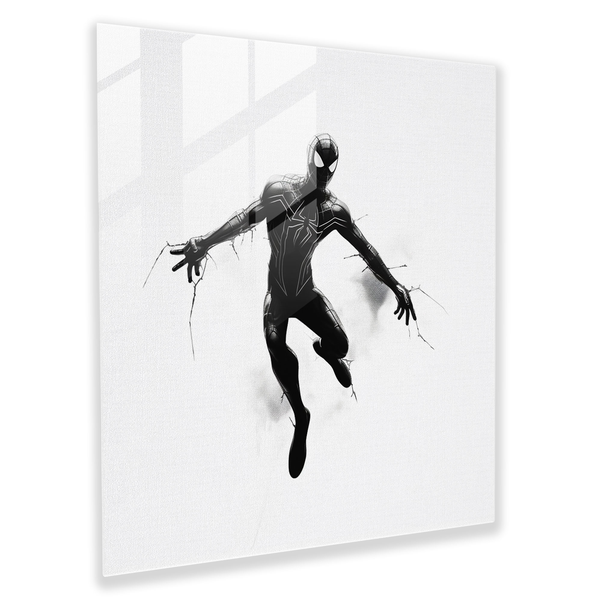 Spider-Man Action Glass Print - Spider Man, Home Decoration, Spider-Man, Modern Art
