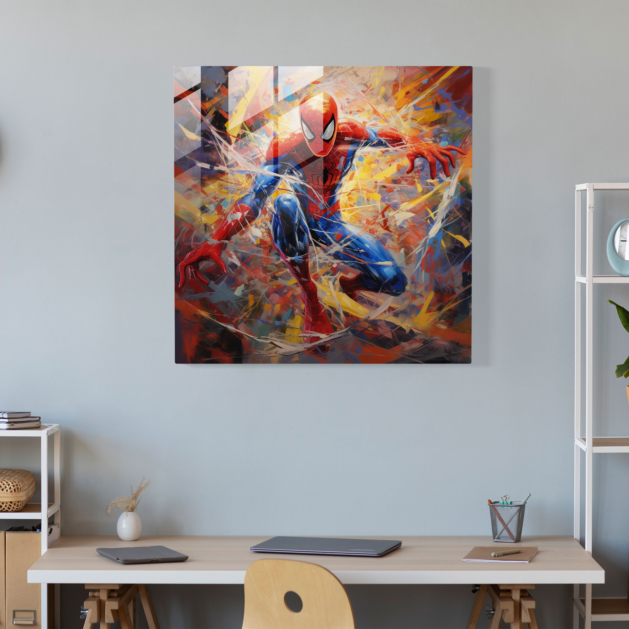 Spider-Man Abstract Motion Glass Print - Spider Man, Glass Art, Glass Print, Glass Wall Art