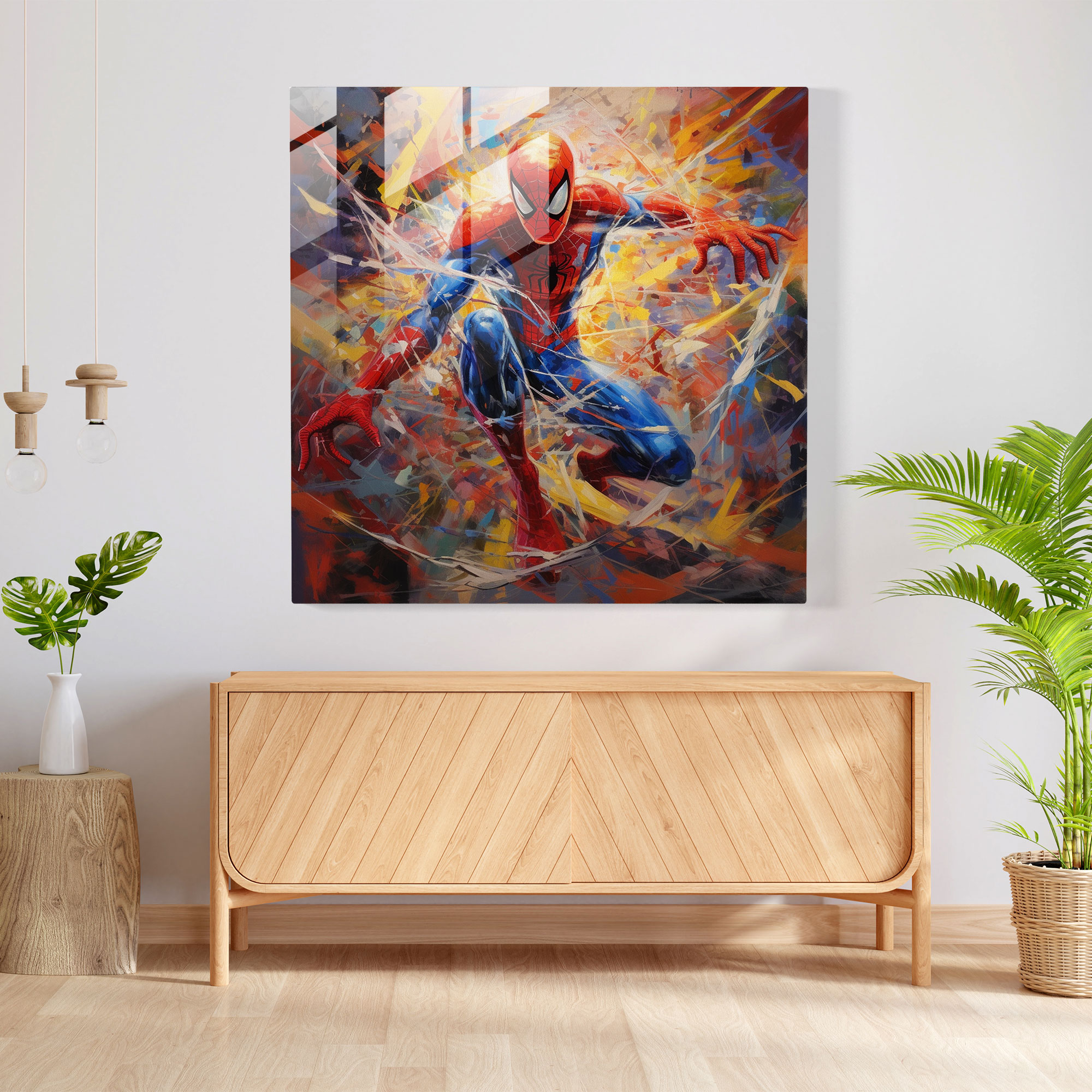 Spider-Man Abstract Motion Glass Print - Spider Man, Glass Art, Glass Print, Glass Wall Art
