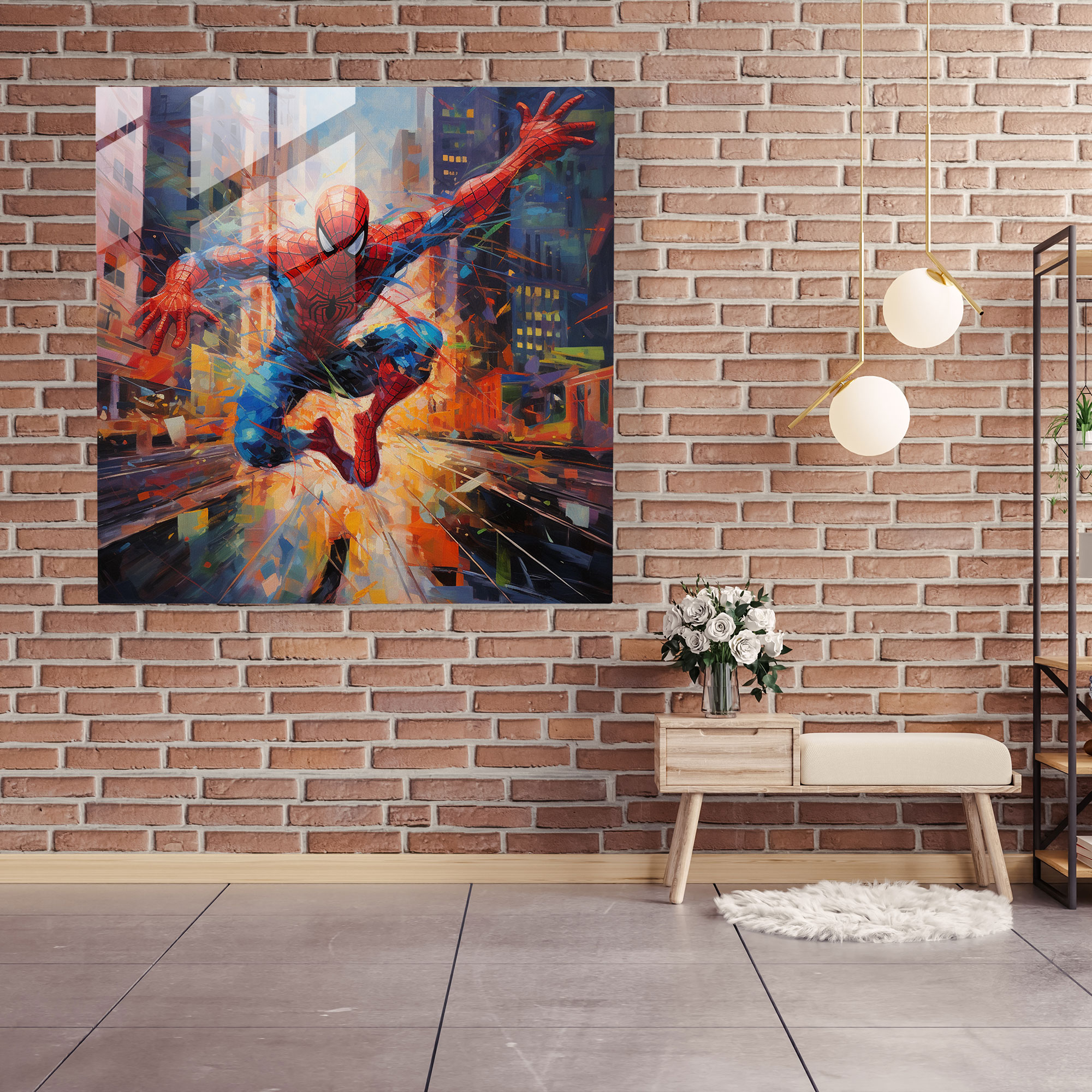 Spider-Man Glass Print - Spider Man, Glass Print, Abstract Painting, Home Decoration