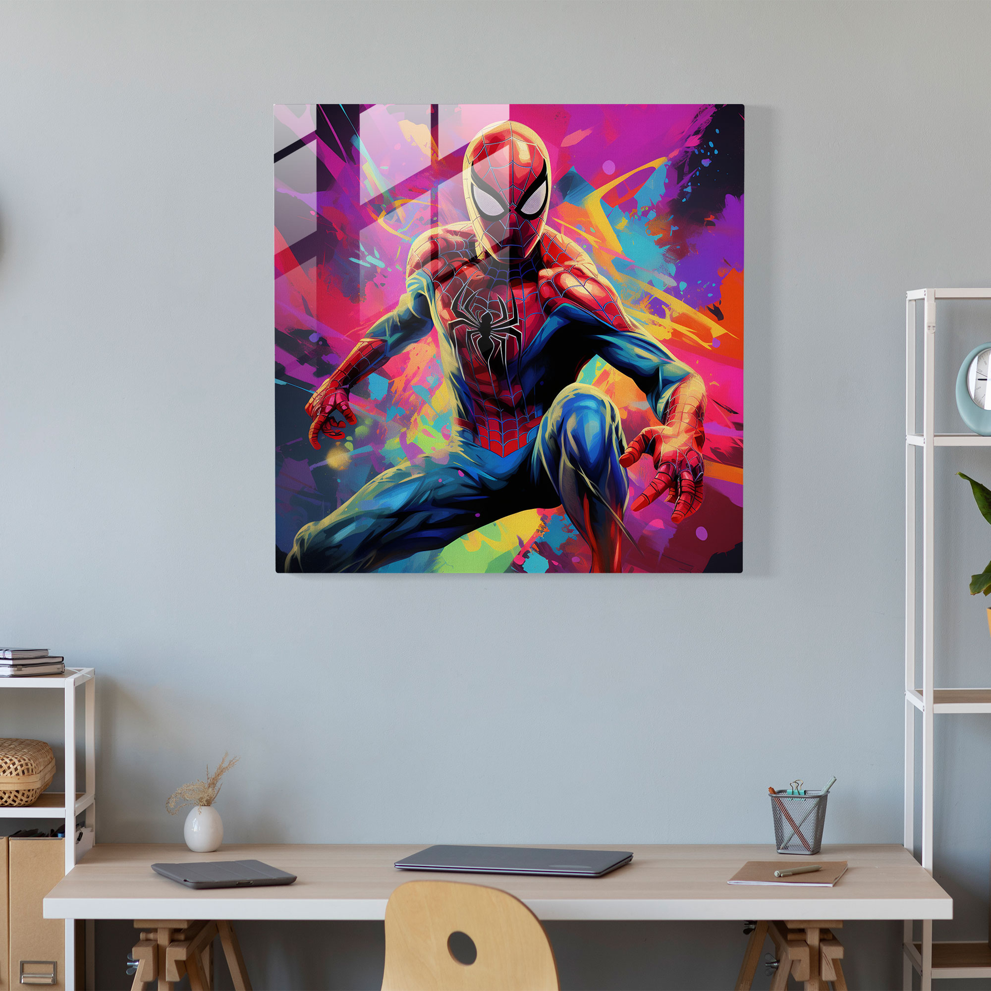 Spider-Man Glass Print - Spider Man, Superhero, Glass Art, Colorful Background