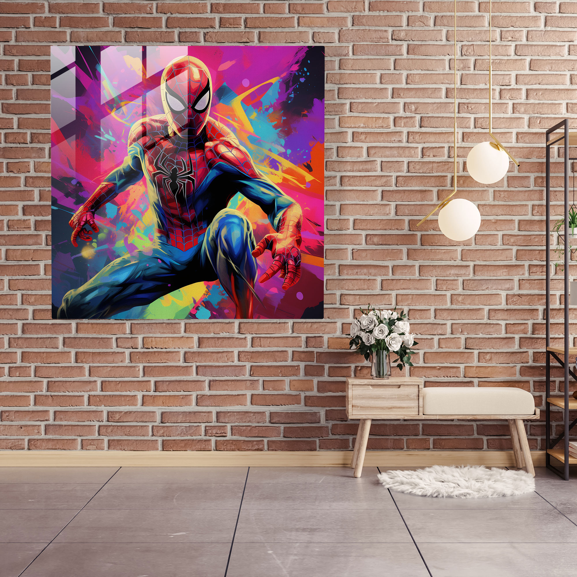 Spider-Man Glass Print - Spider Man, Superhero, Glass Art, Colorful Background