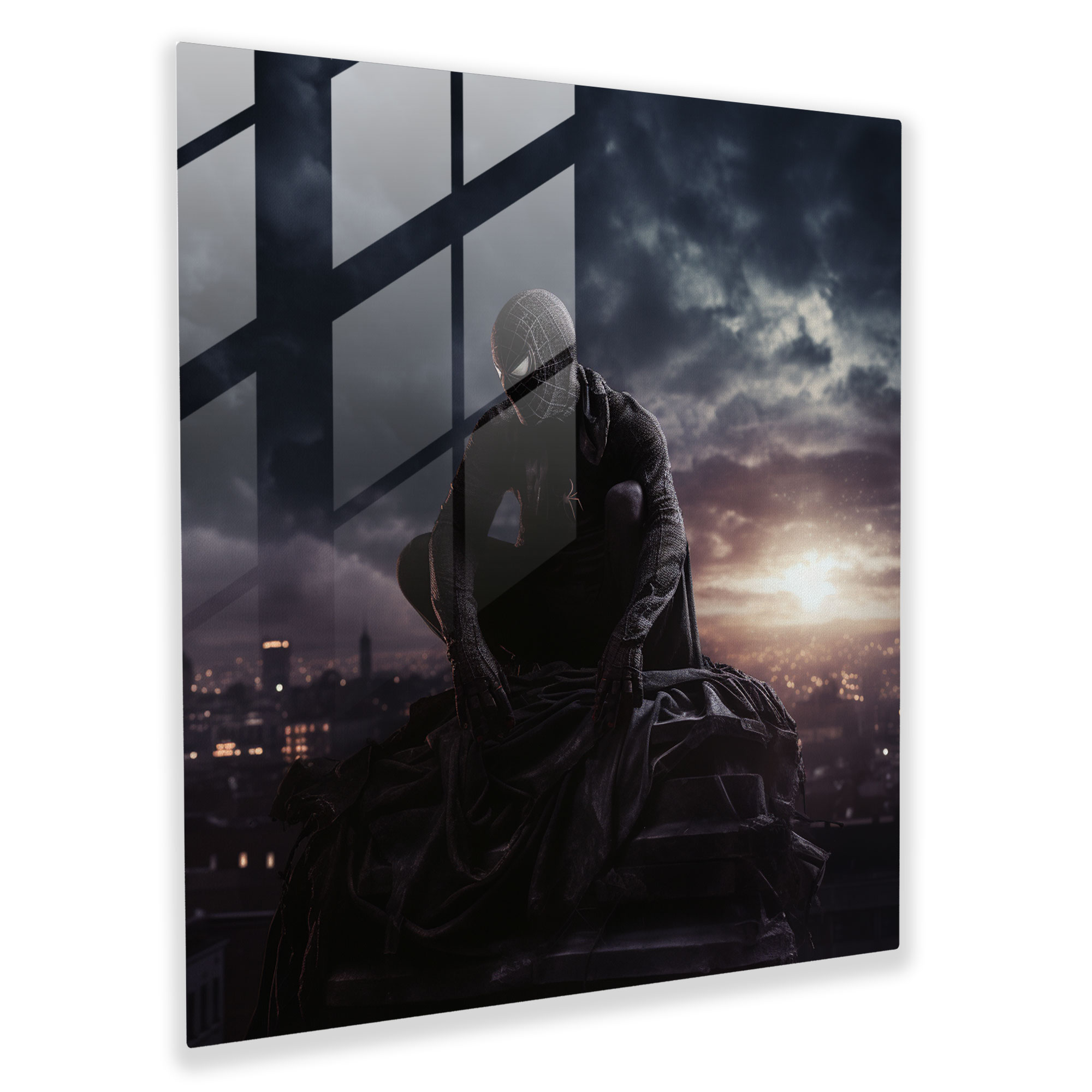 Spider-Man Glass Print - Spider Man, Glass Print, Night Sky, Wall Decoration