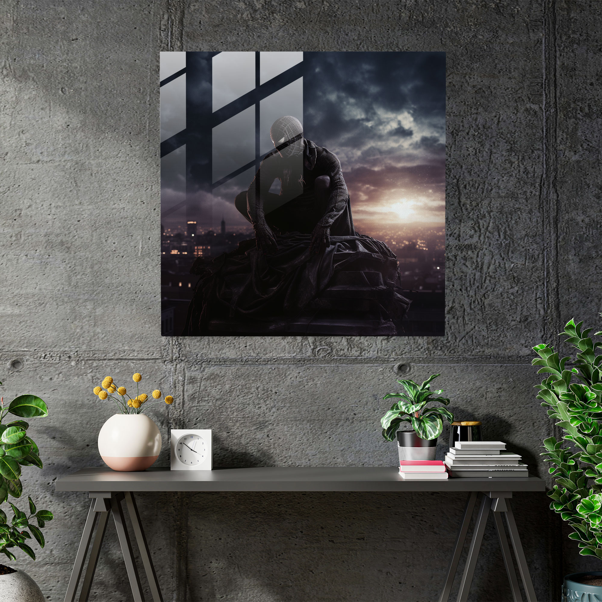 Spider-Man Glass Print - Spider Man, Glass Print, Night Sky, Wall Decoration