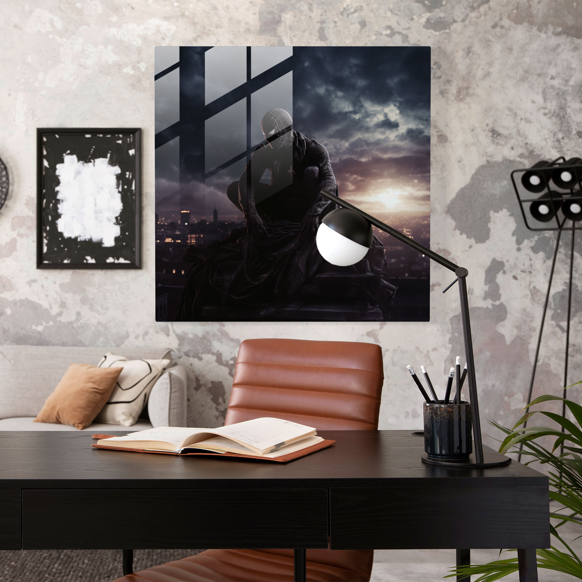 Spider-Man Glass Print - Spider Man, Glass Print, Night Sky, Wall Decoration